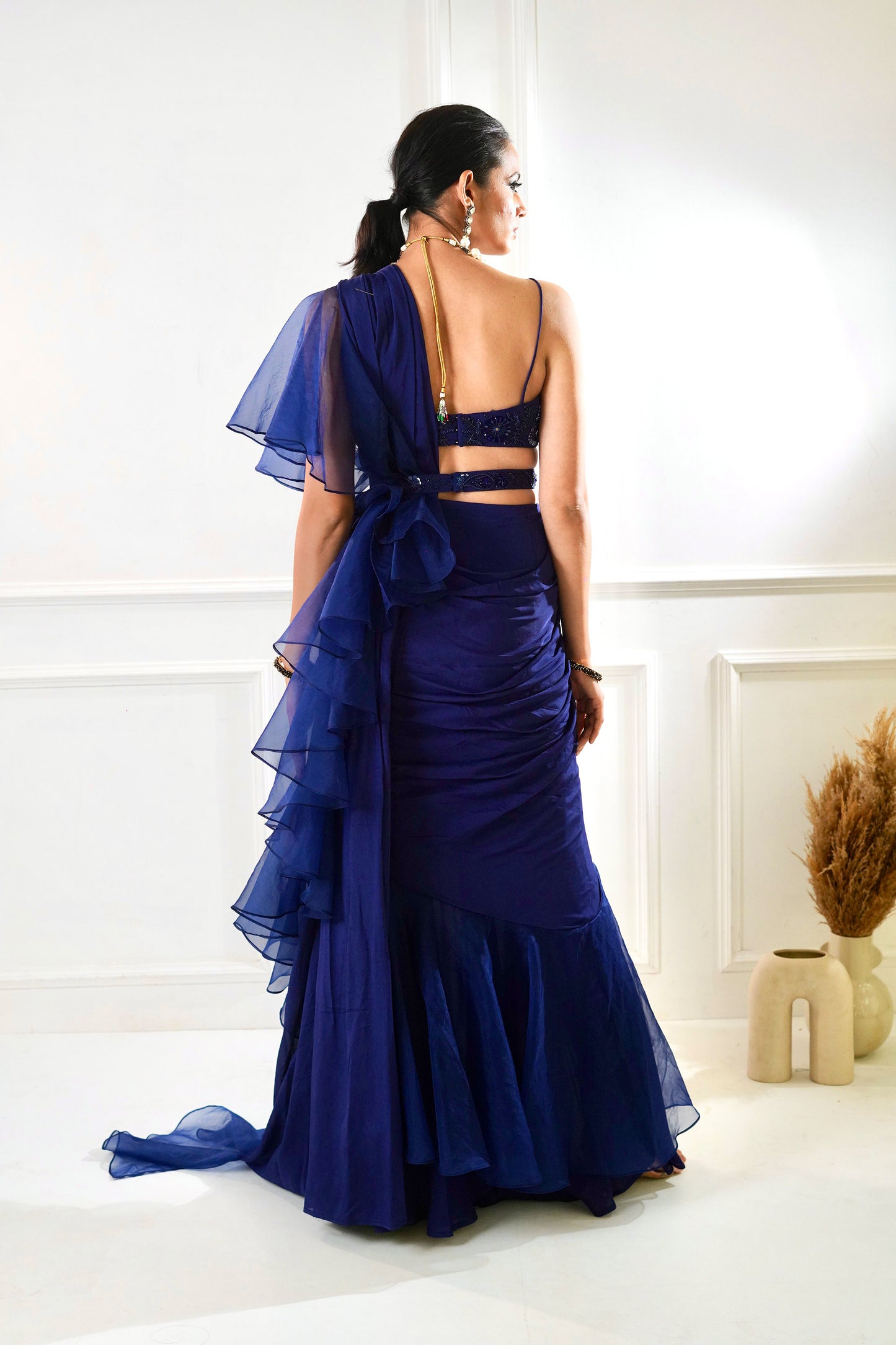 Blue Nikasha saree set