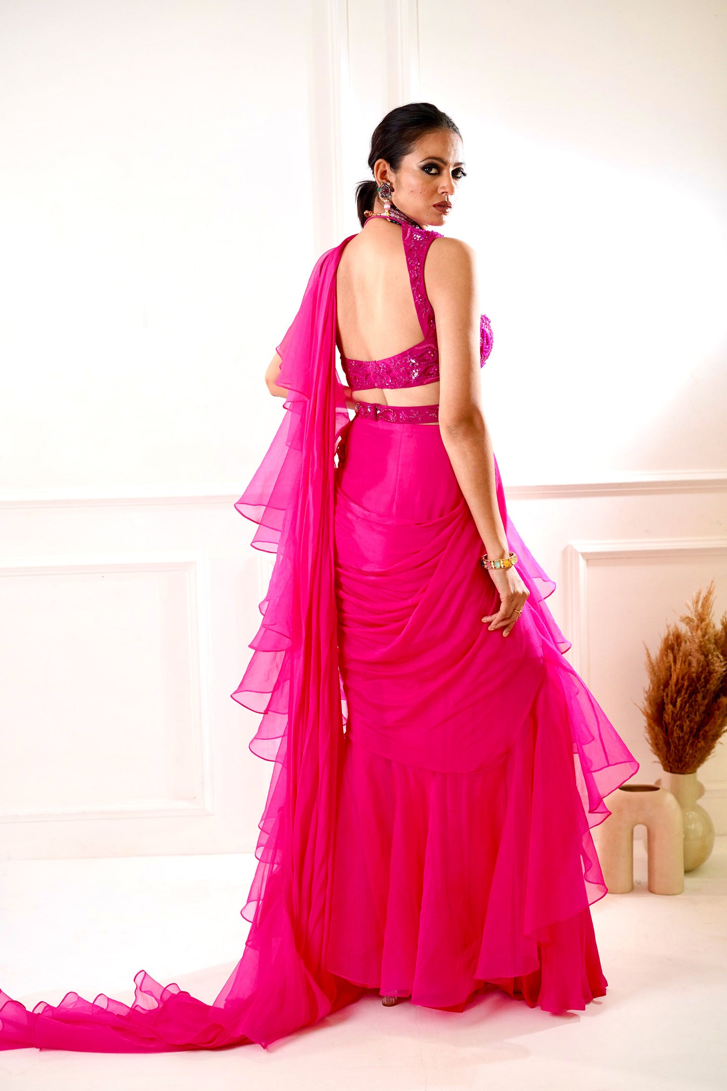 Pink Rosie saree set