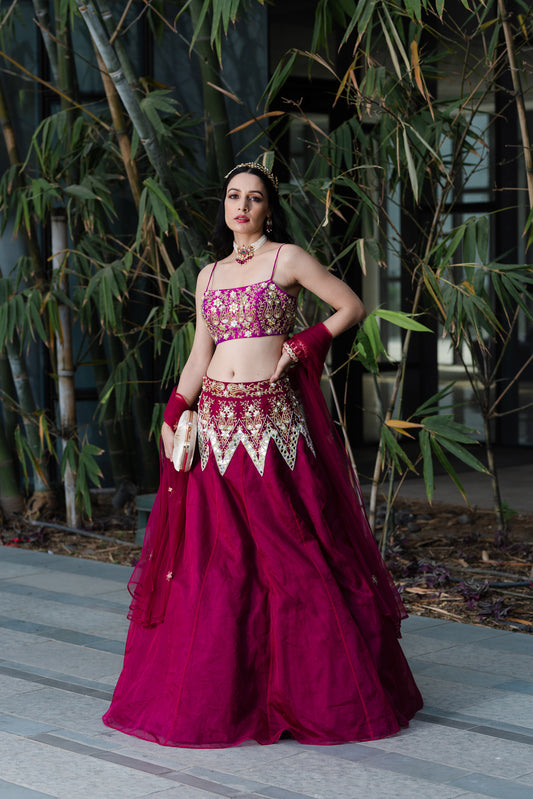 Magenta Jamina lehenga set