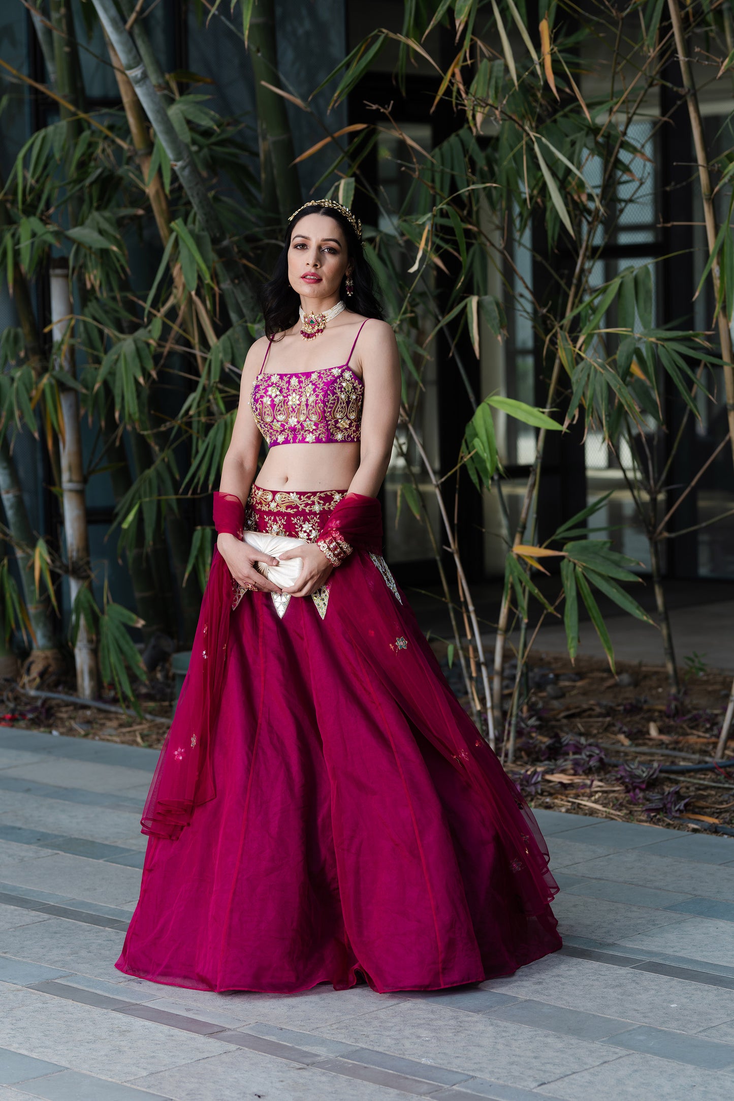 Magenta Jamina lehenga set