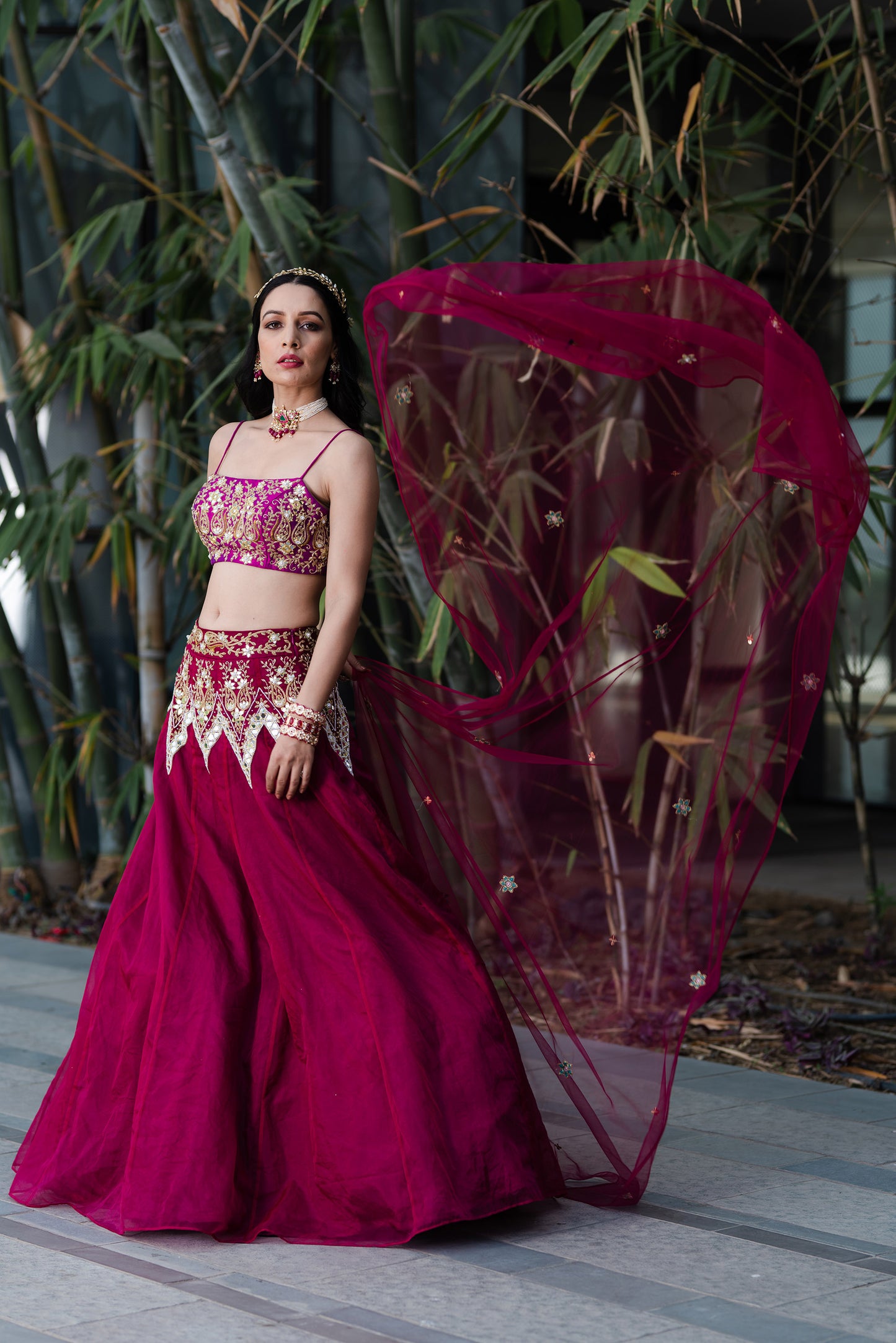 Magenta Jamina lehenga set