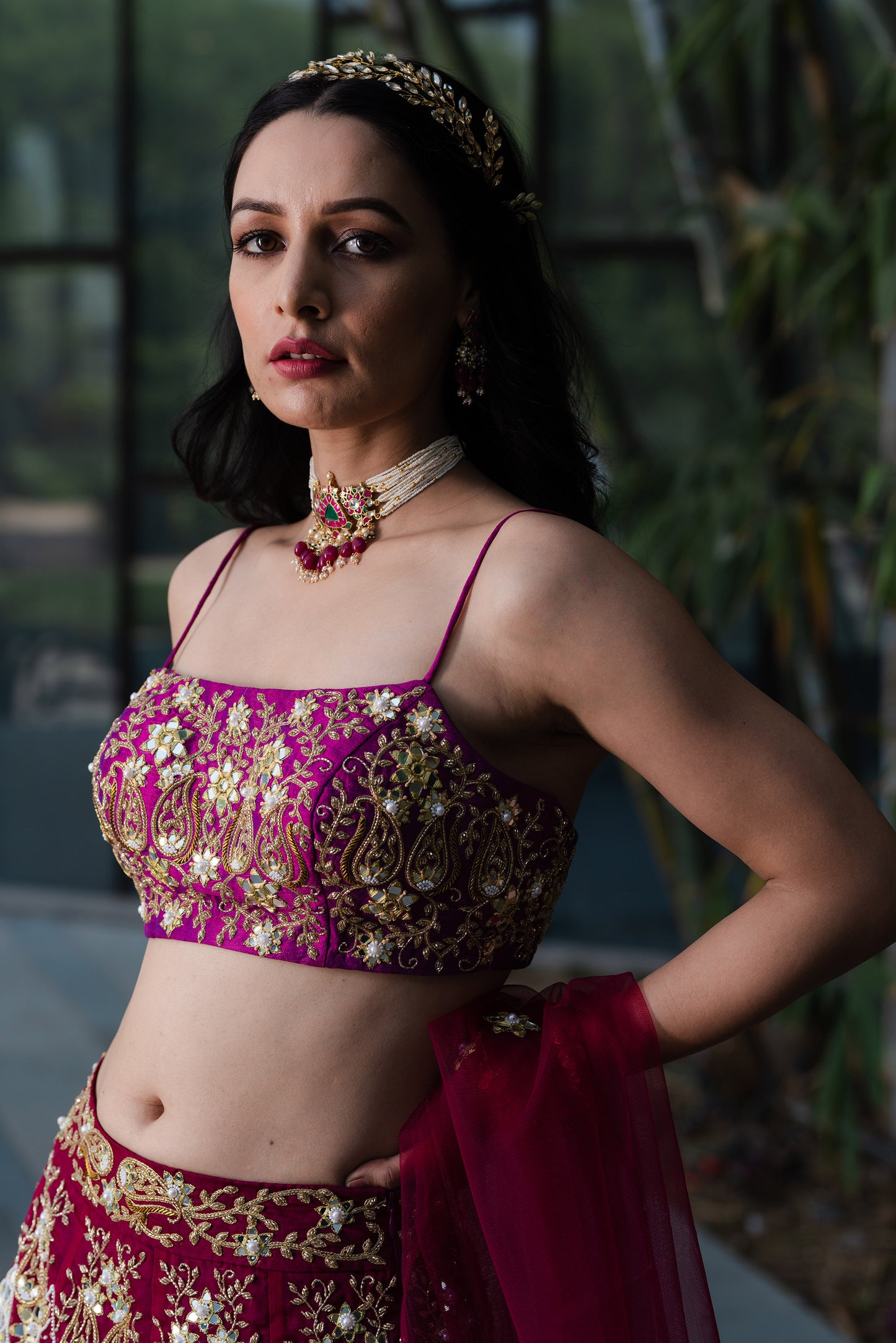 Magenta Jamina lehenga set