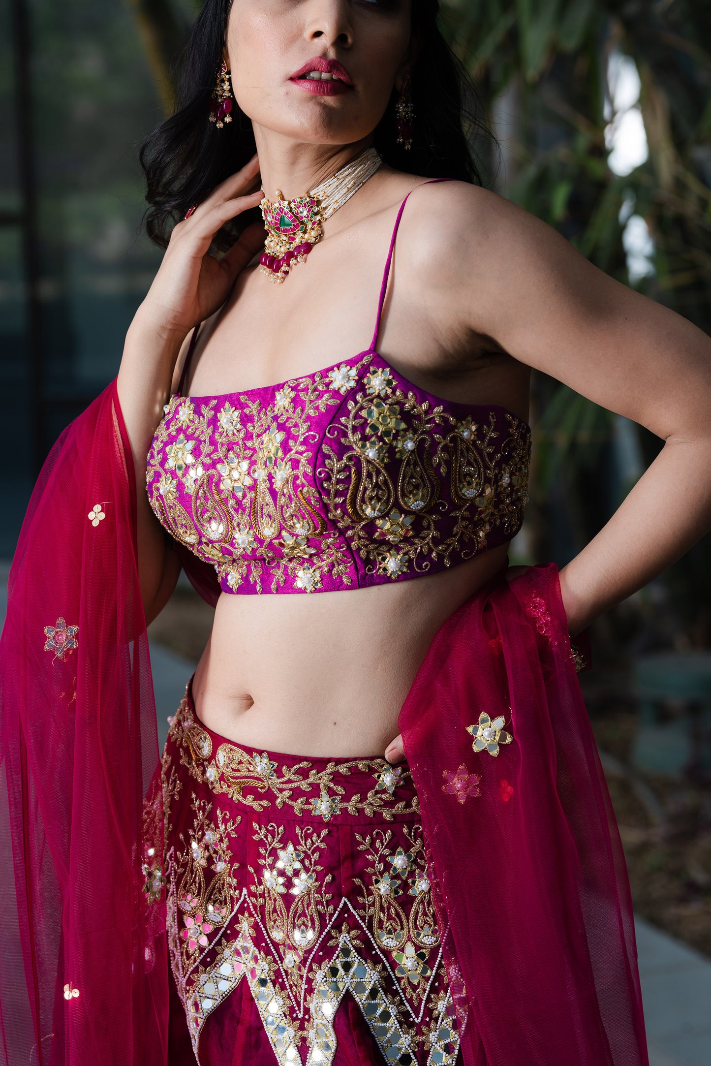 Magenta Jamina lehenga set