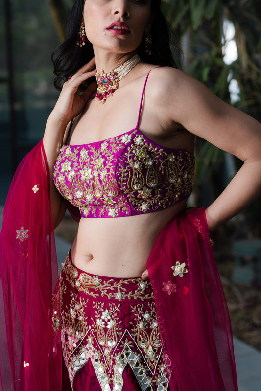 Magenta Jamina lehenga set