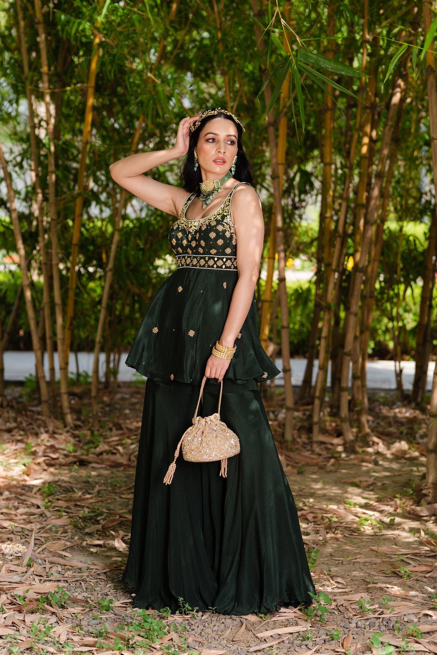 Green Aisha sharara set