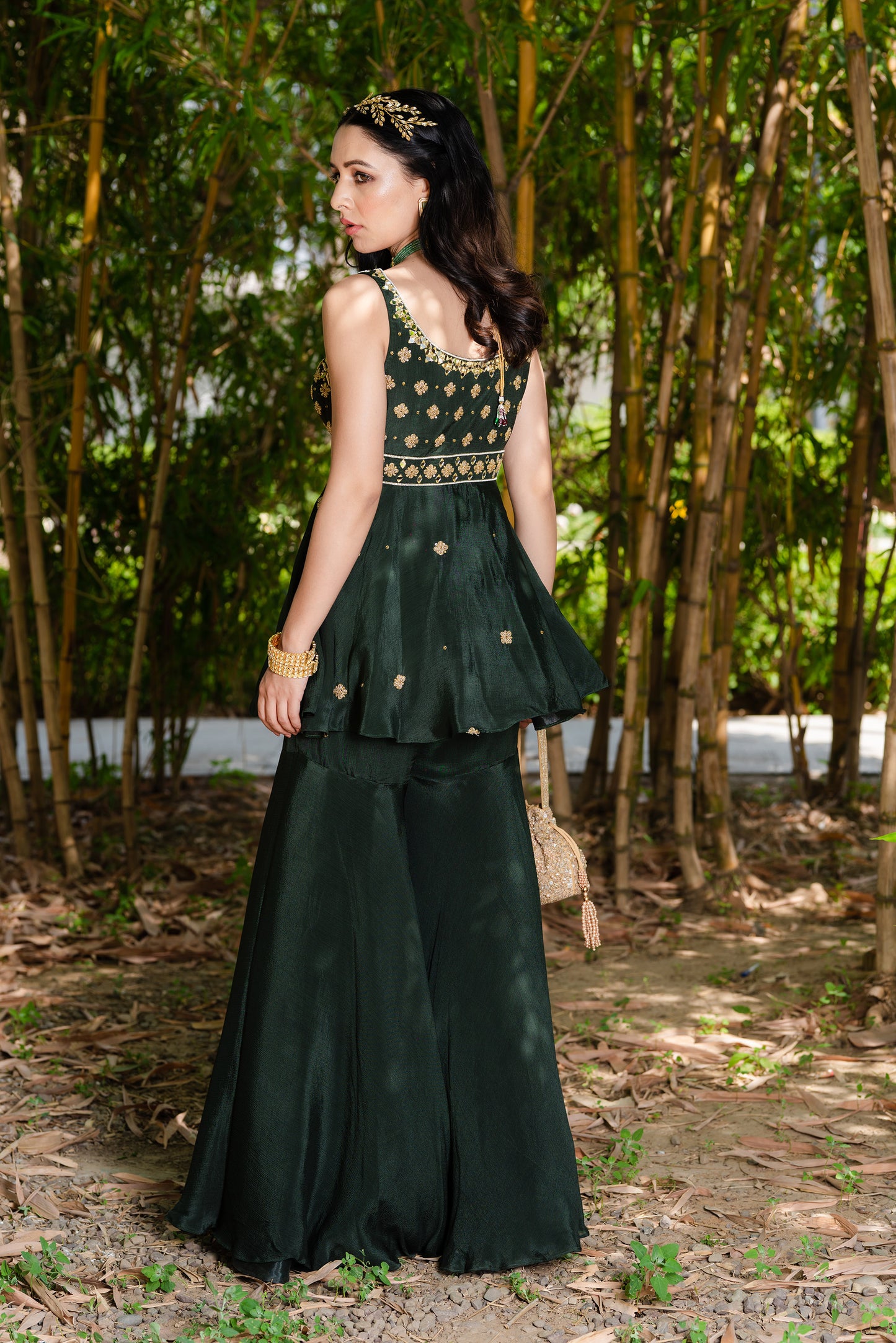 Green Aisha sharara set