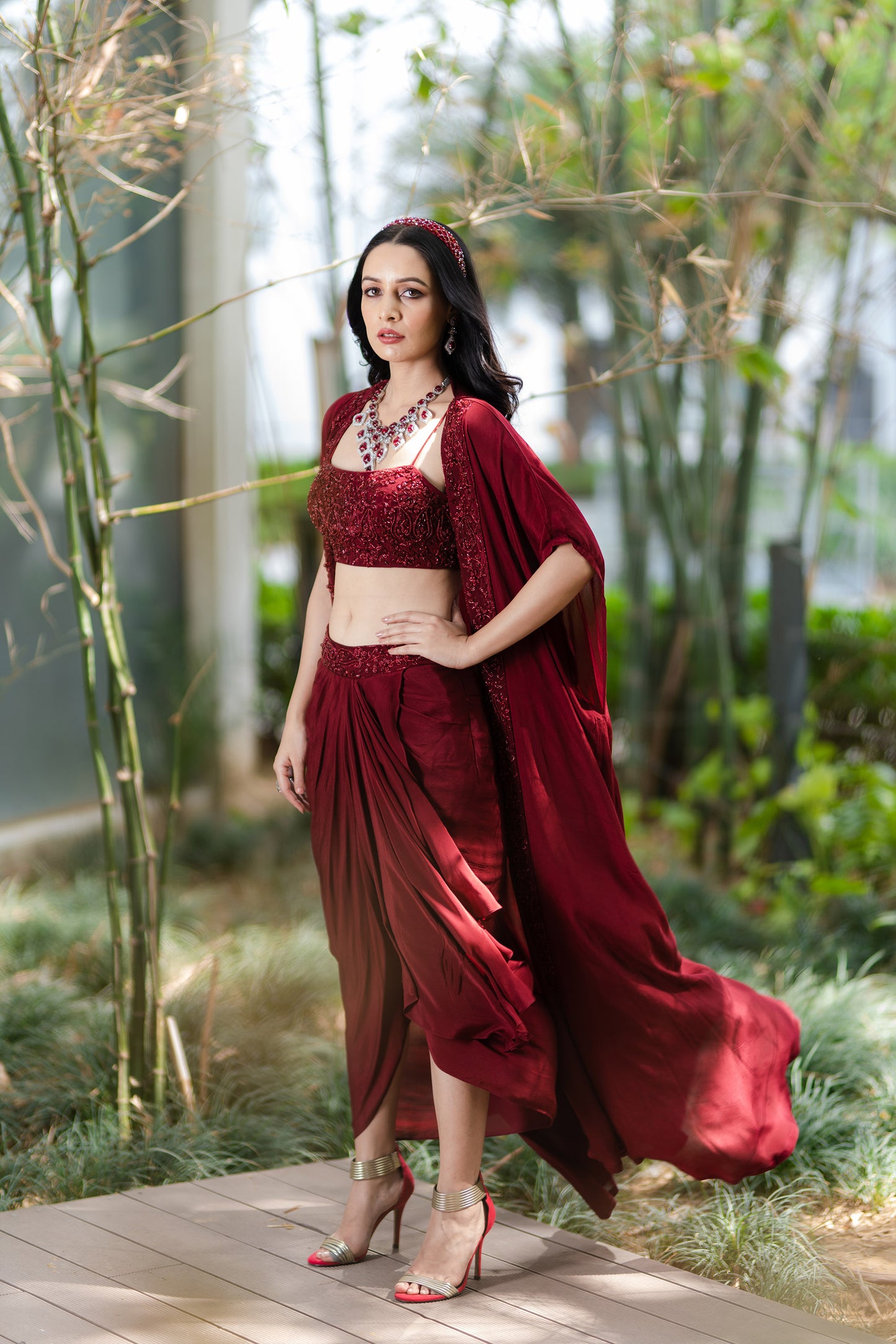 Maroon Aarna skirt set