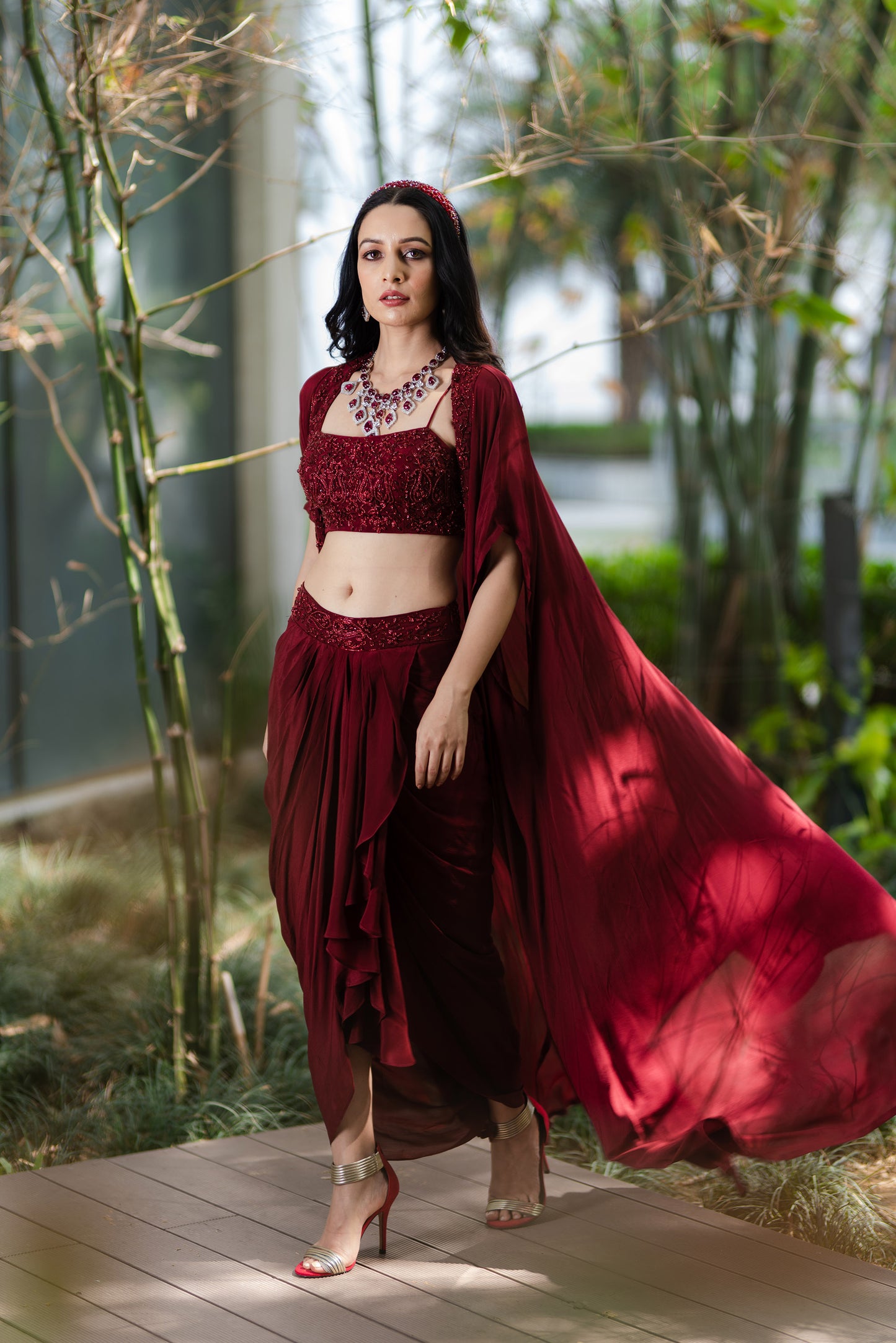 Maroon Aarna skirt set