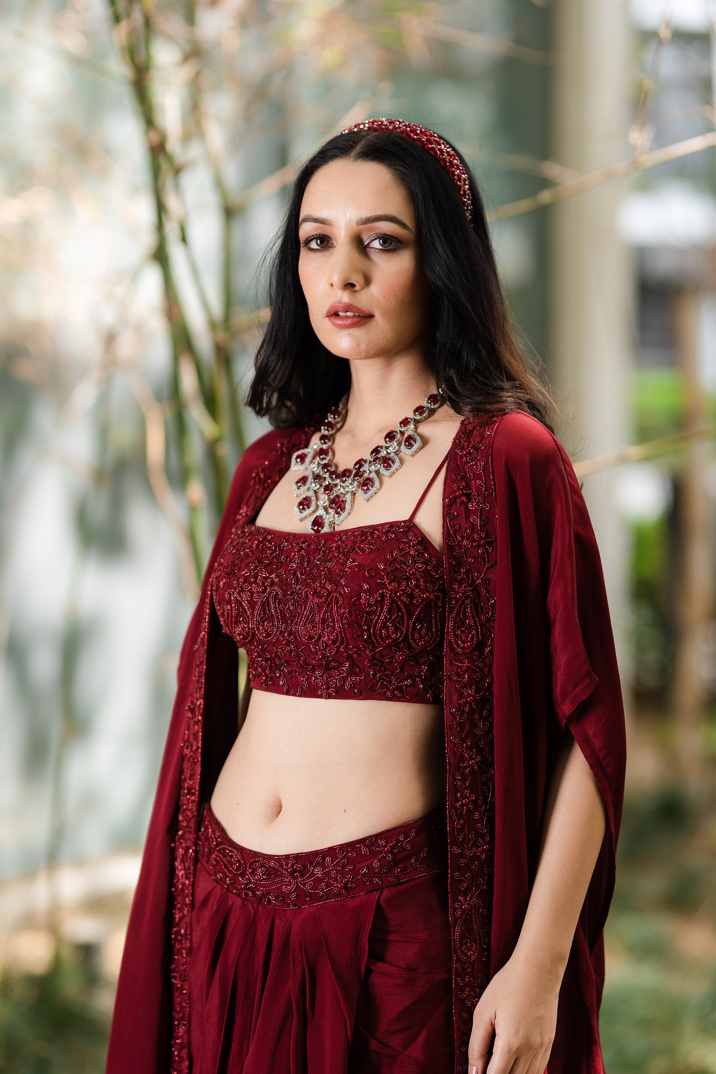 Maroon Aarna skirt set