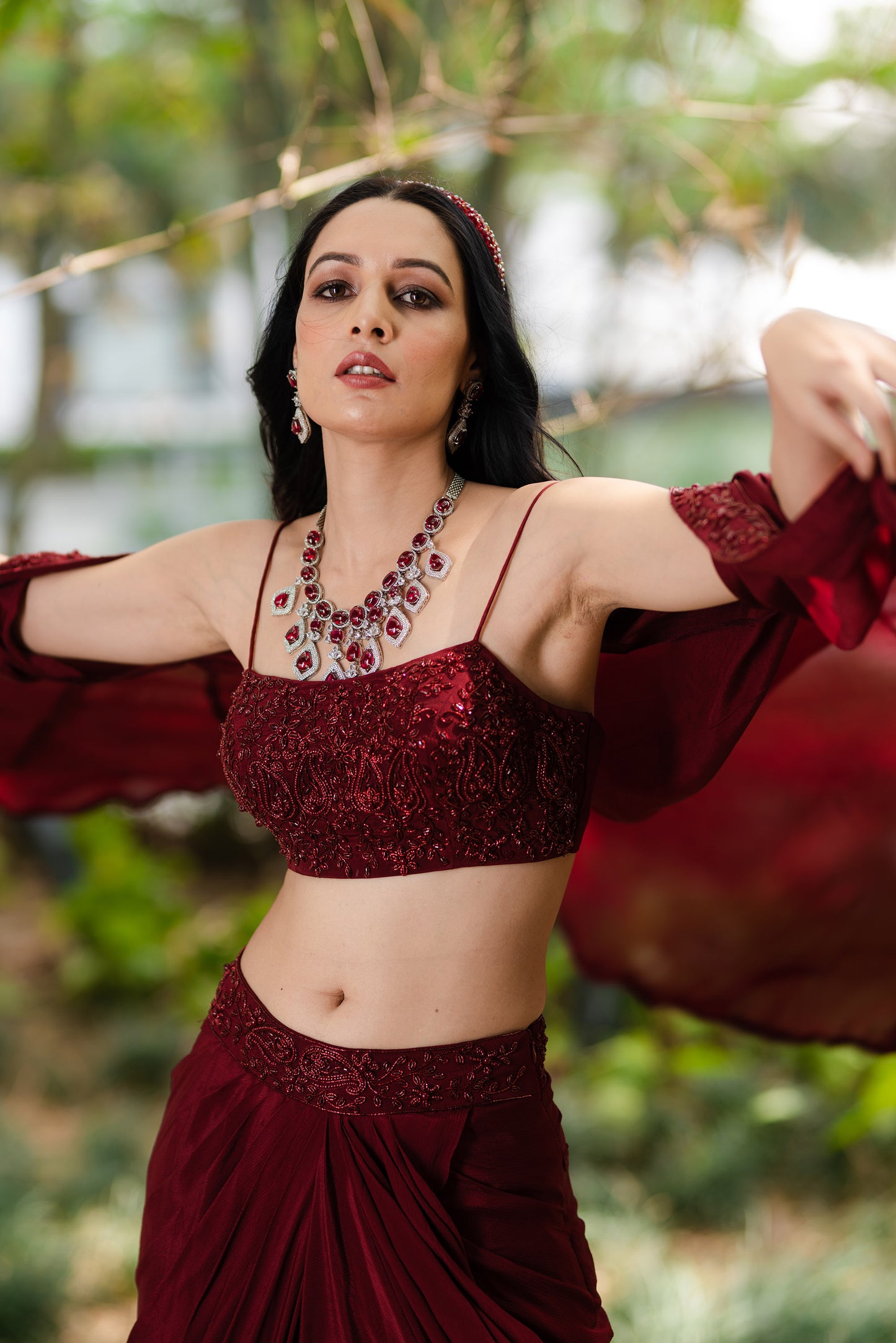 Maroon Aarna skirt set