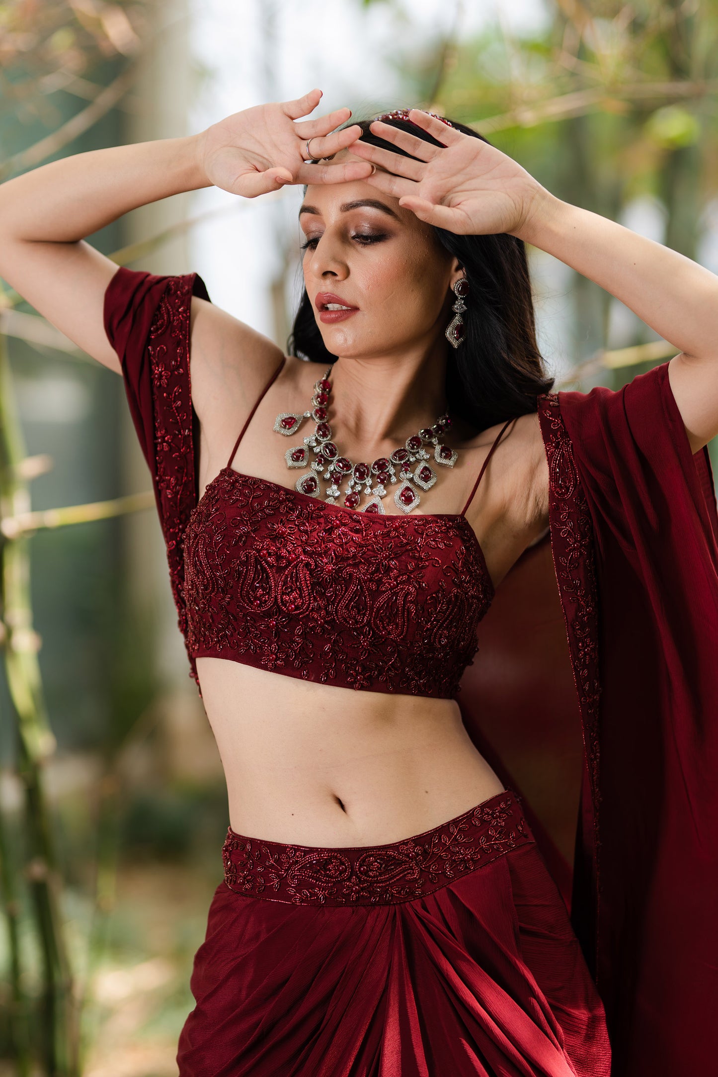 Maroon Aarna skirt set