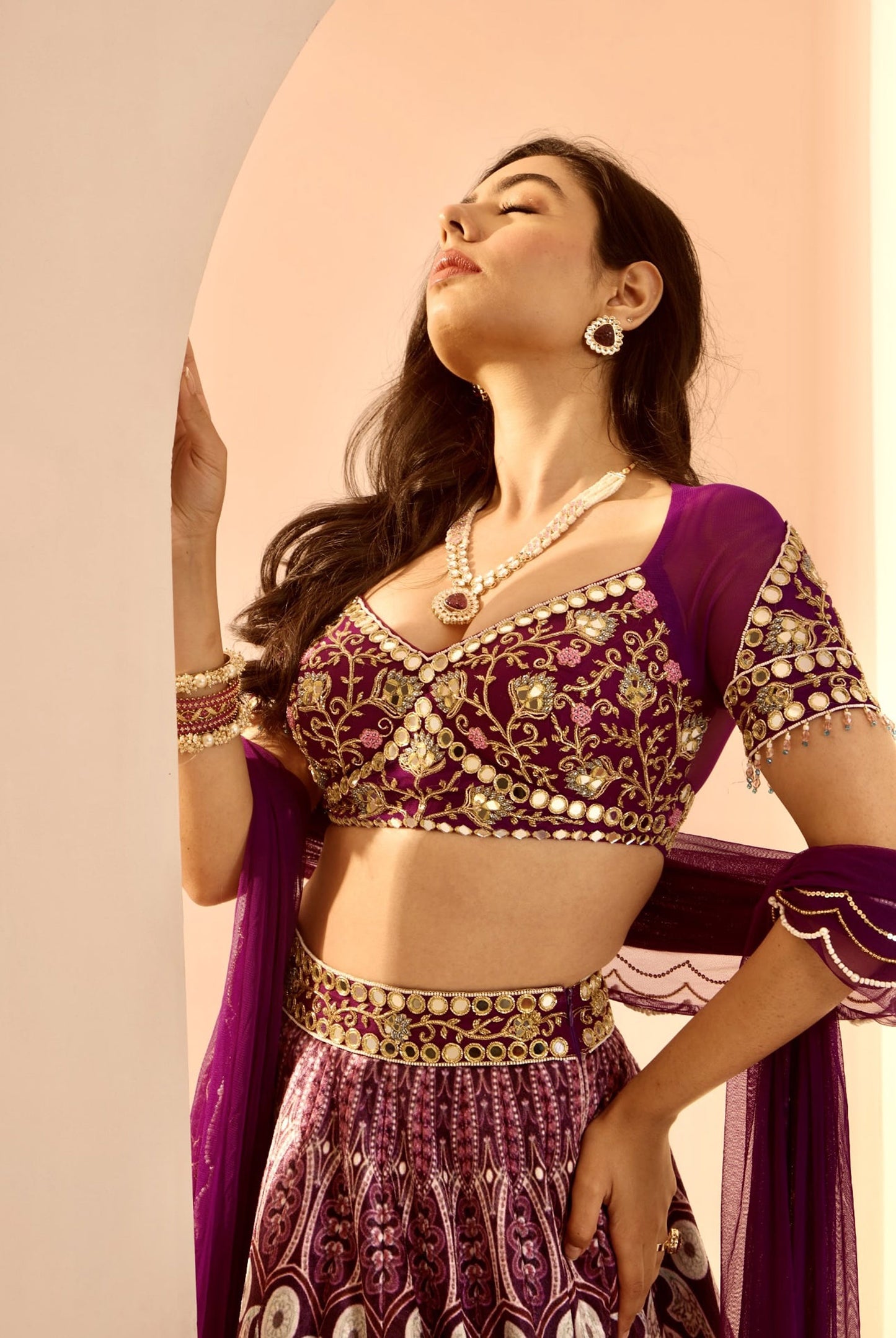 Purple Siatara lehenga set
