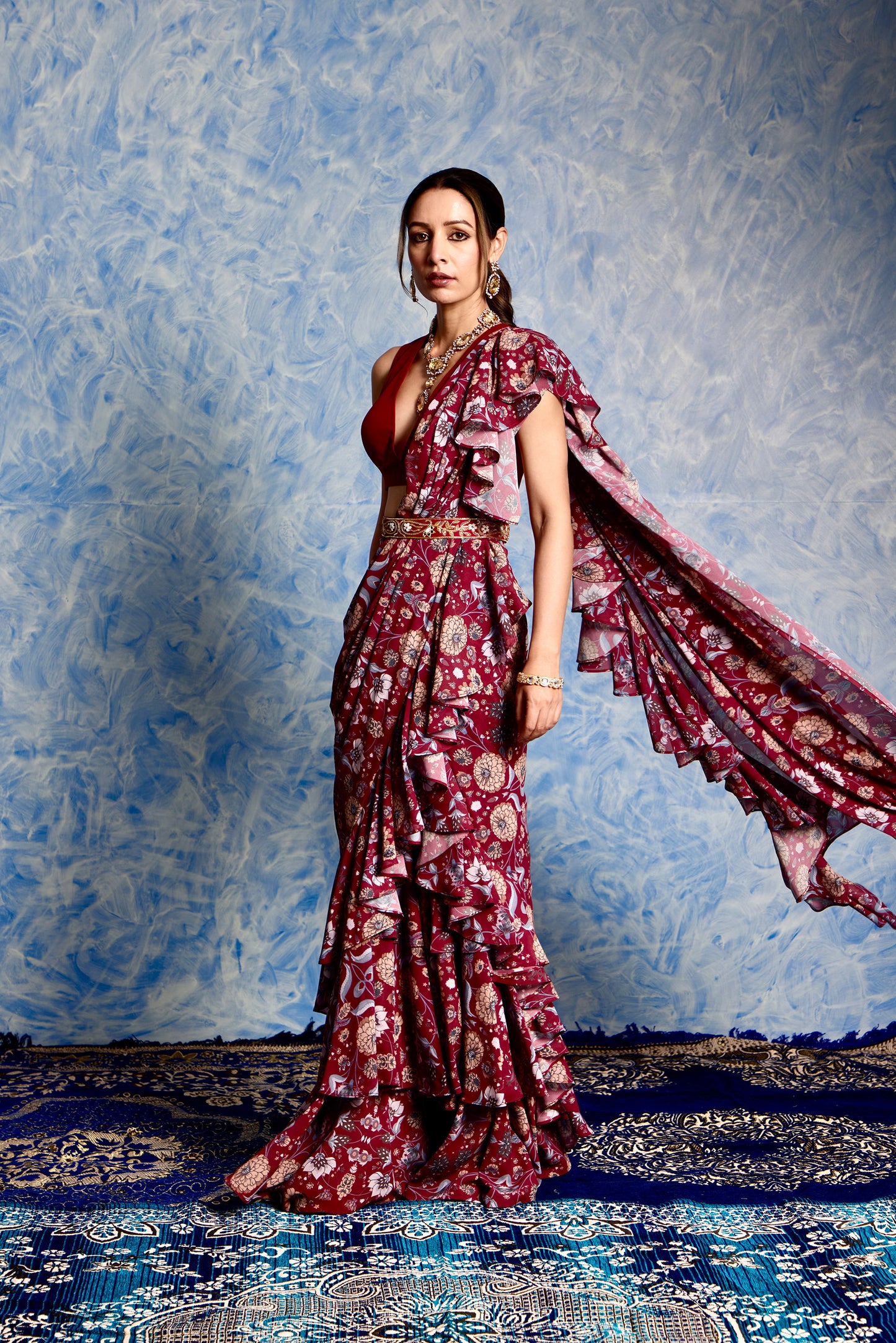 Maroon Nitara saree set