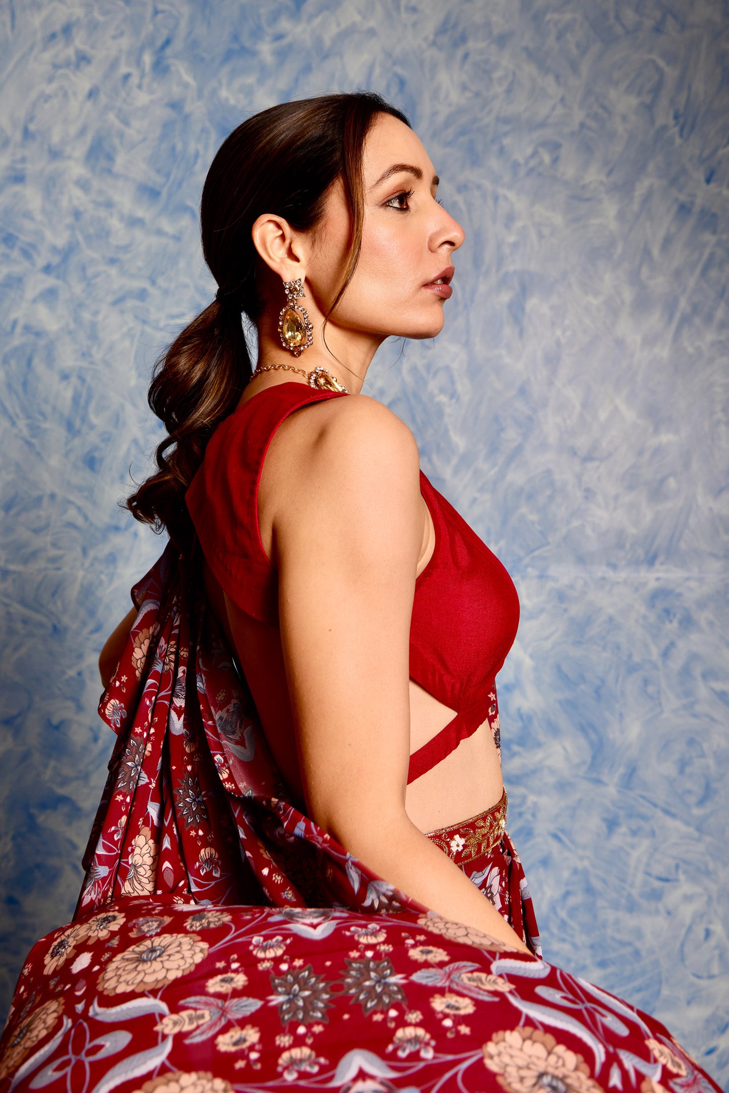 Maroon Nitara saree set