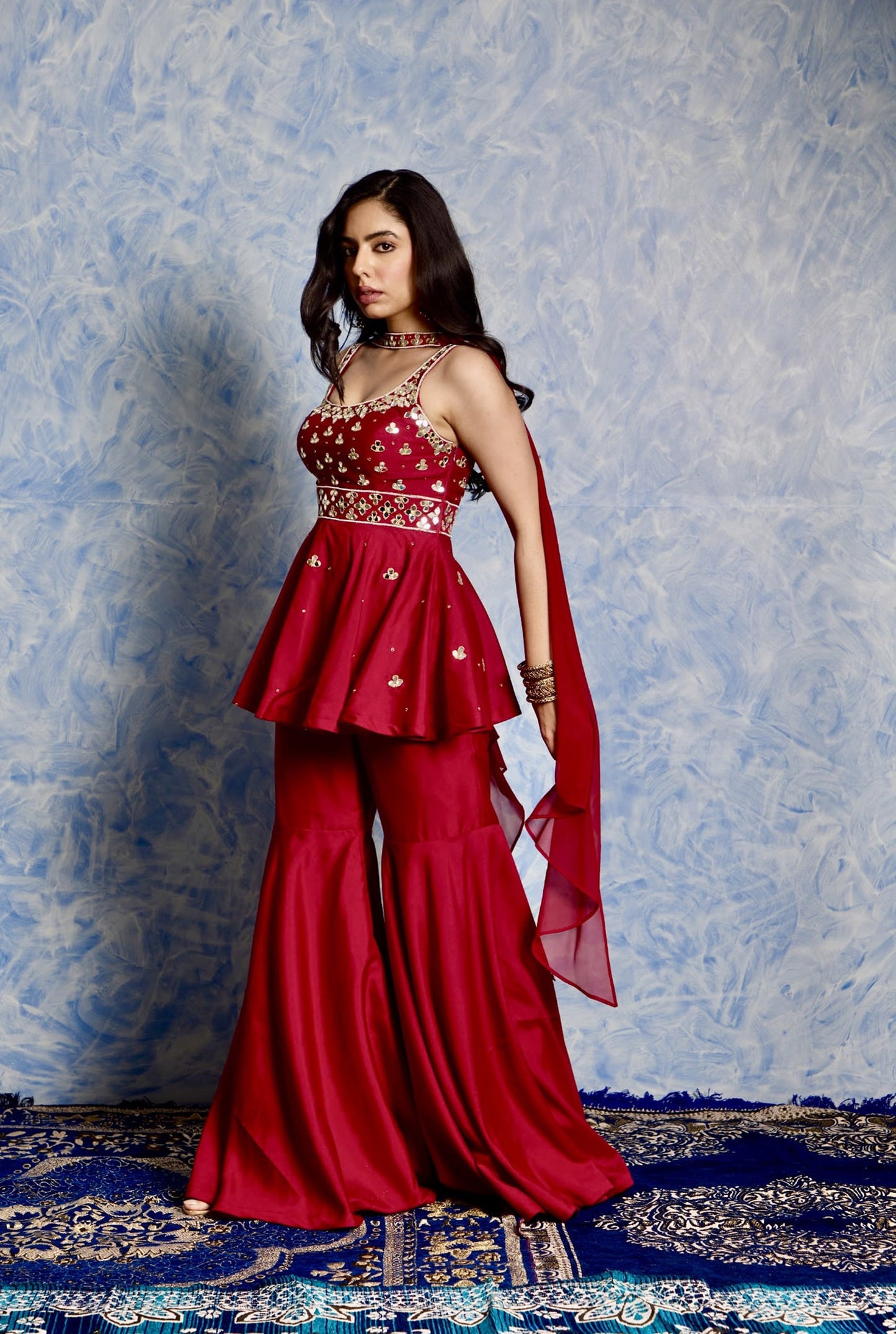 Maroon Aaisha sharara set