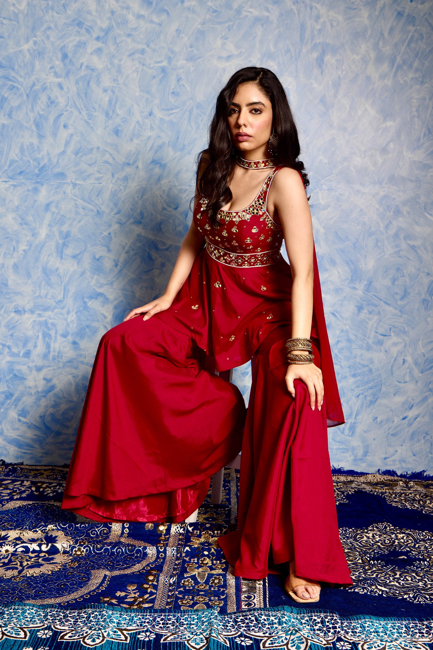 Maroon Aaisha sharara set