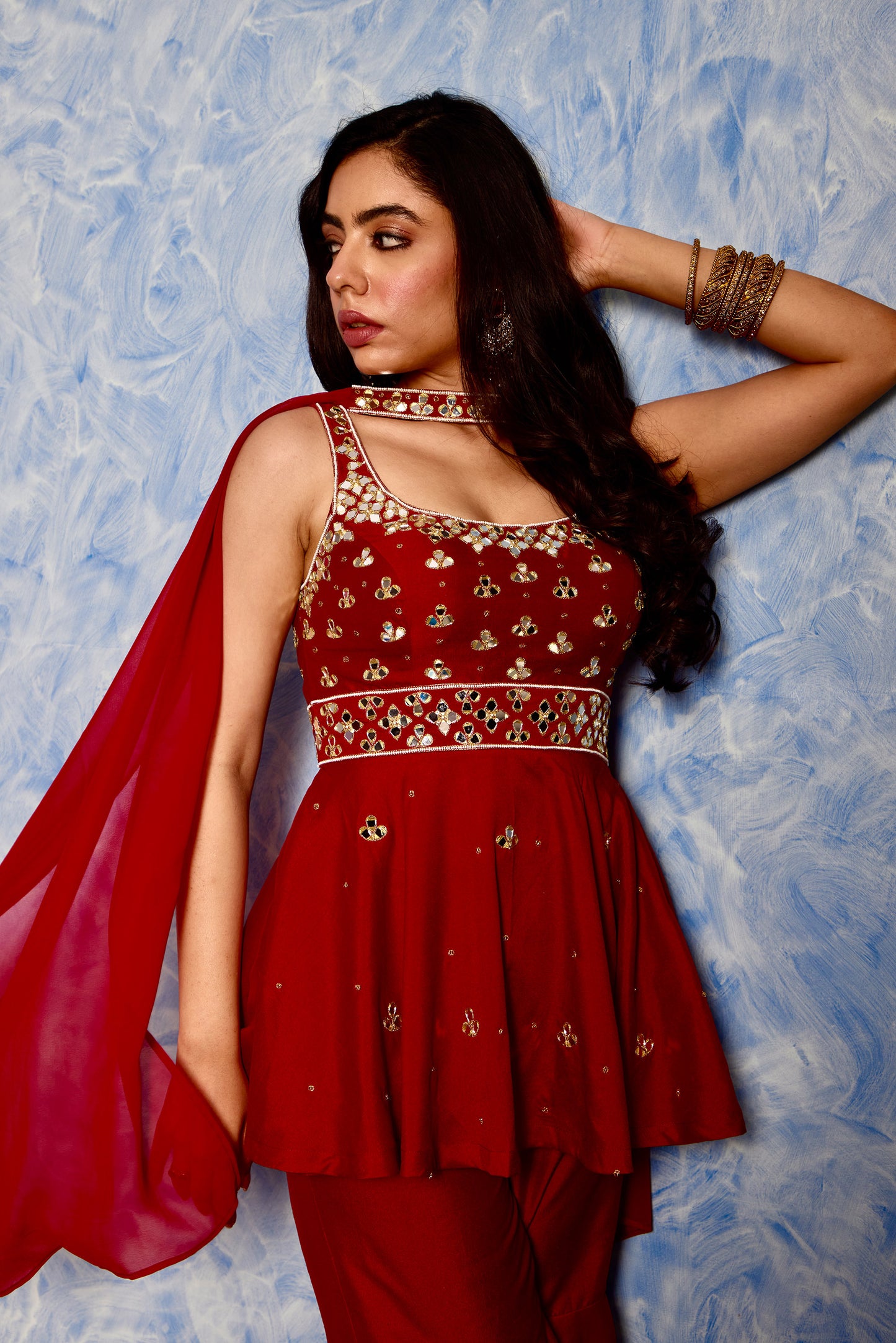 Maroon Aaisha sharara set
