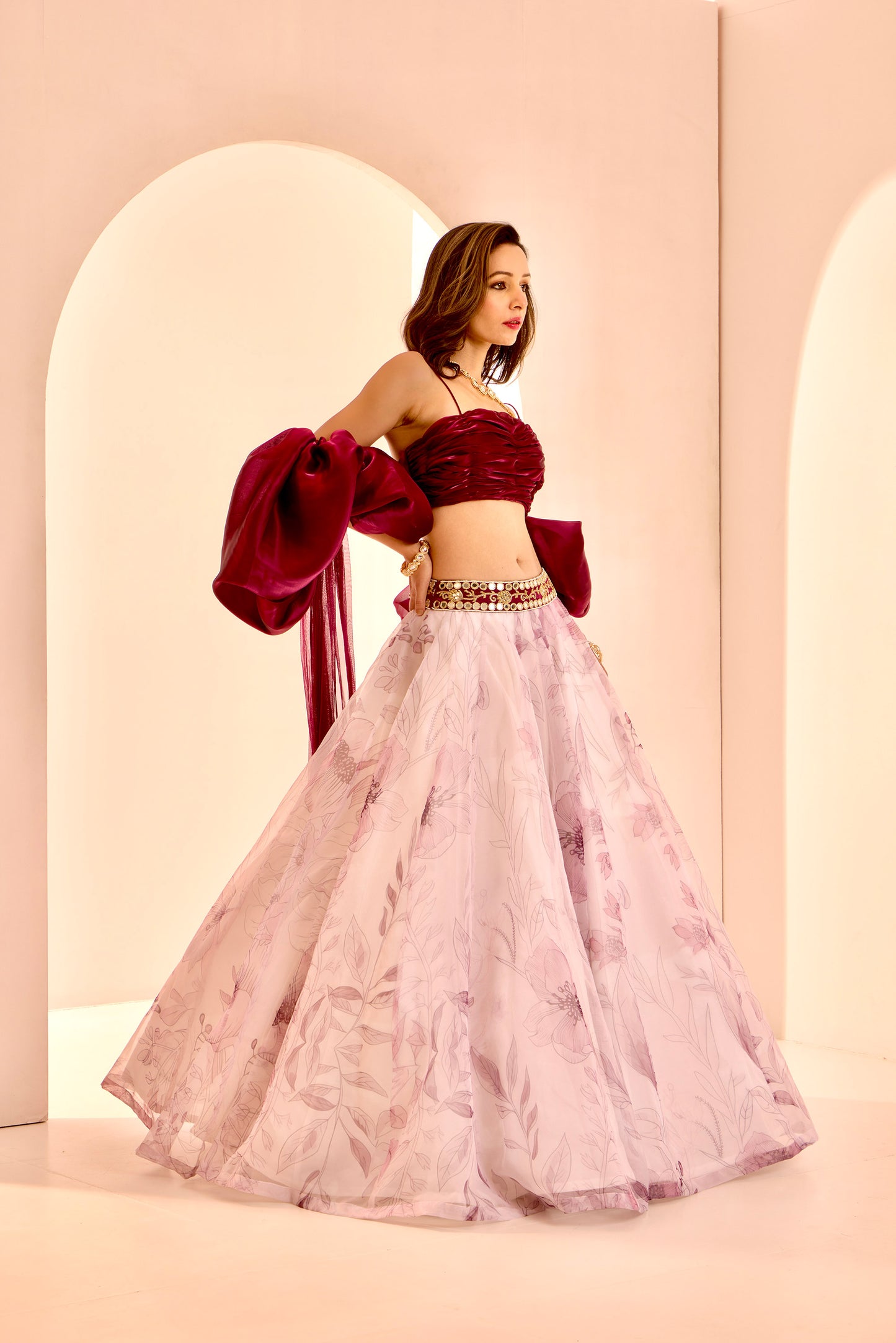 White and wine Ruby lehenga set