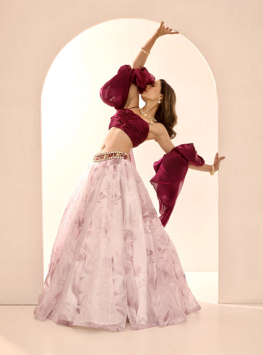 White and wine Ruby lehenga set