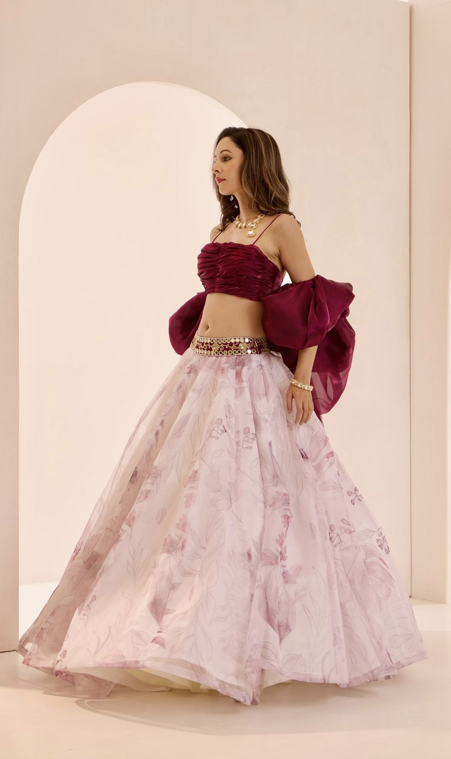 White and wine Ruby lehenga set