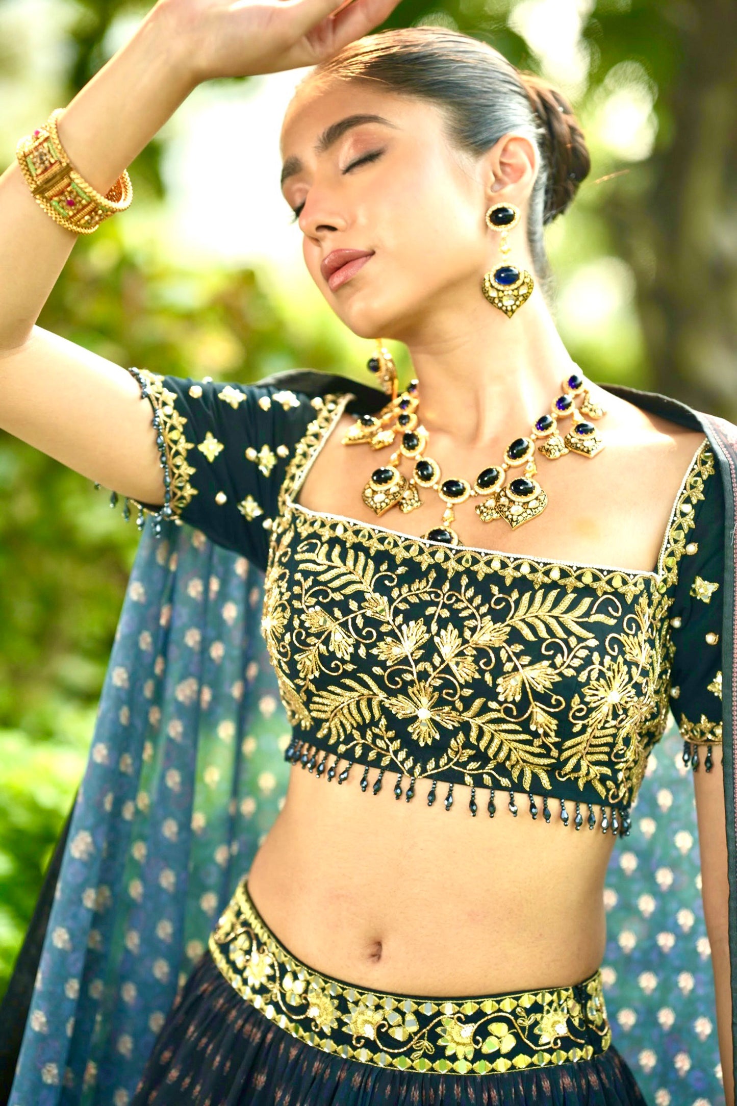 Blue black Jahaan lehenga set