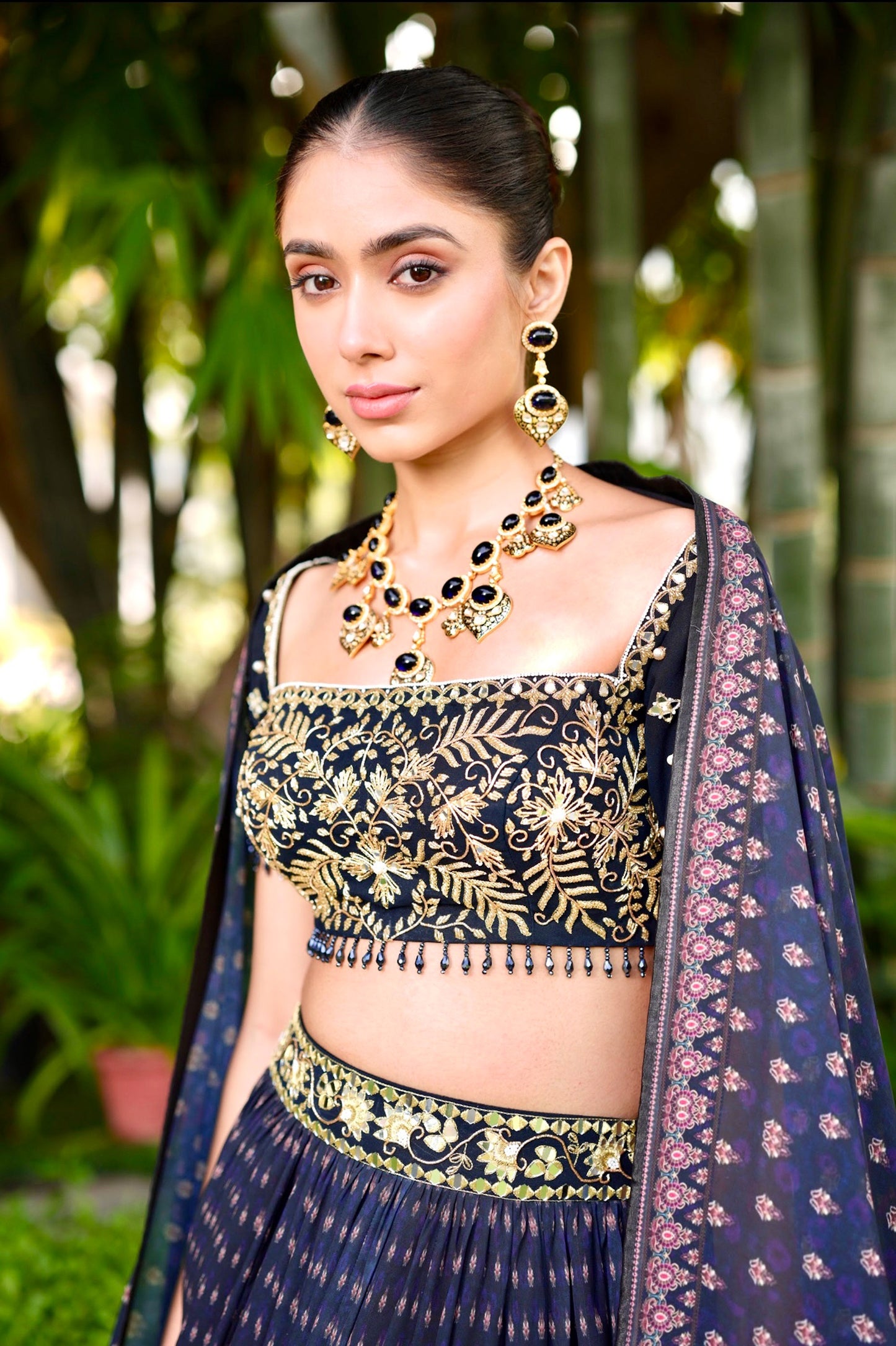 Blue black Jahaan lehenga set