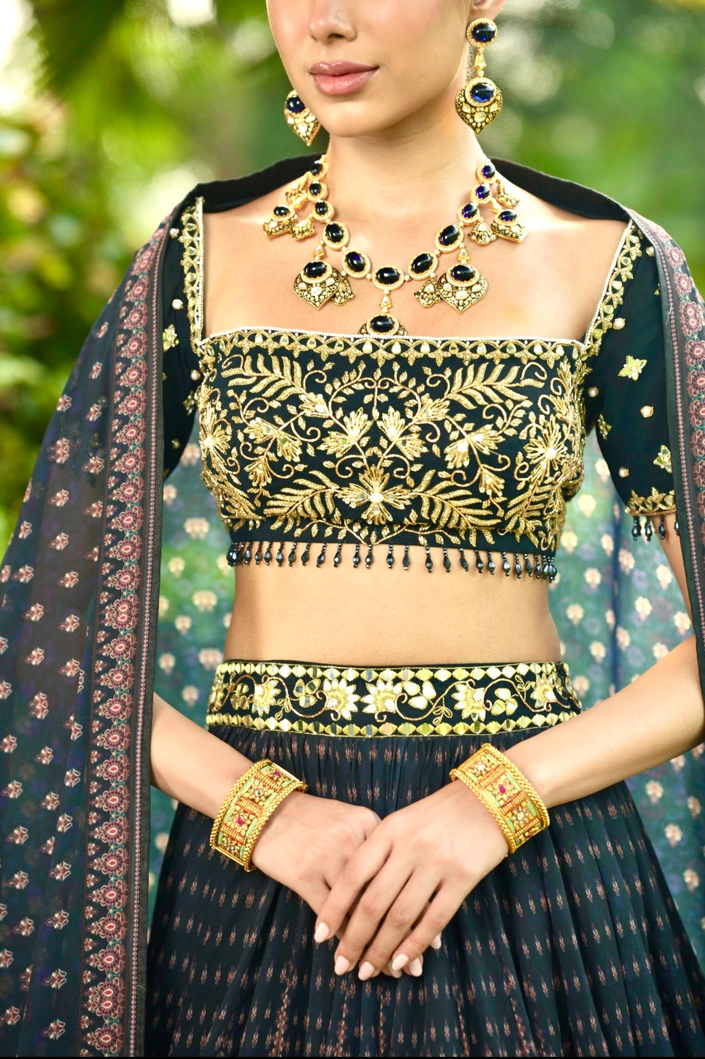 Blue black Jahaan lehenga set