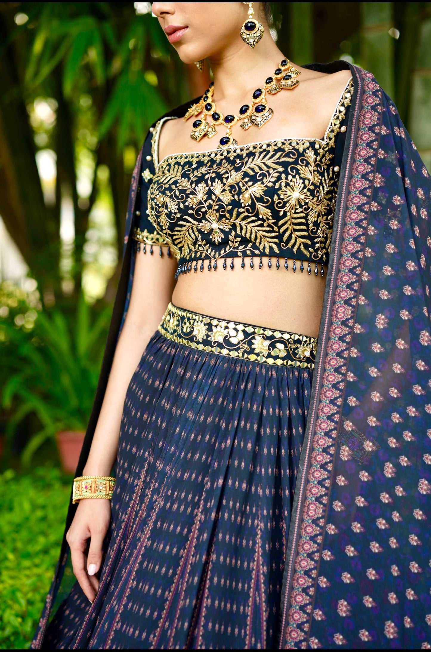 Blue black Jahaan lehenga set