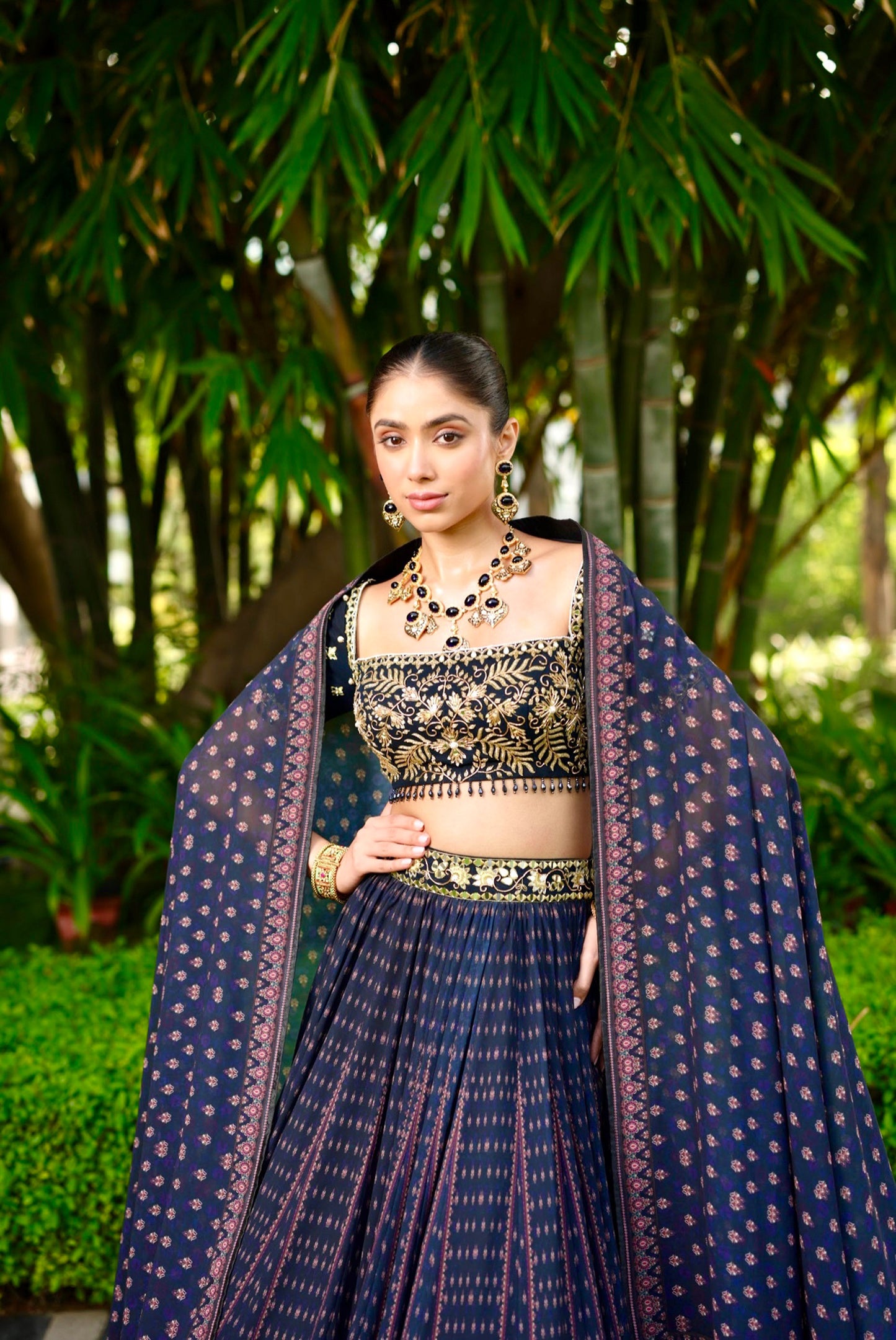 Blue black Jahaan lehenga set