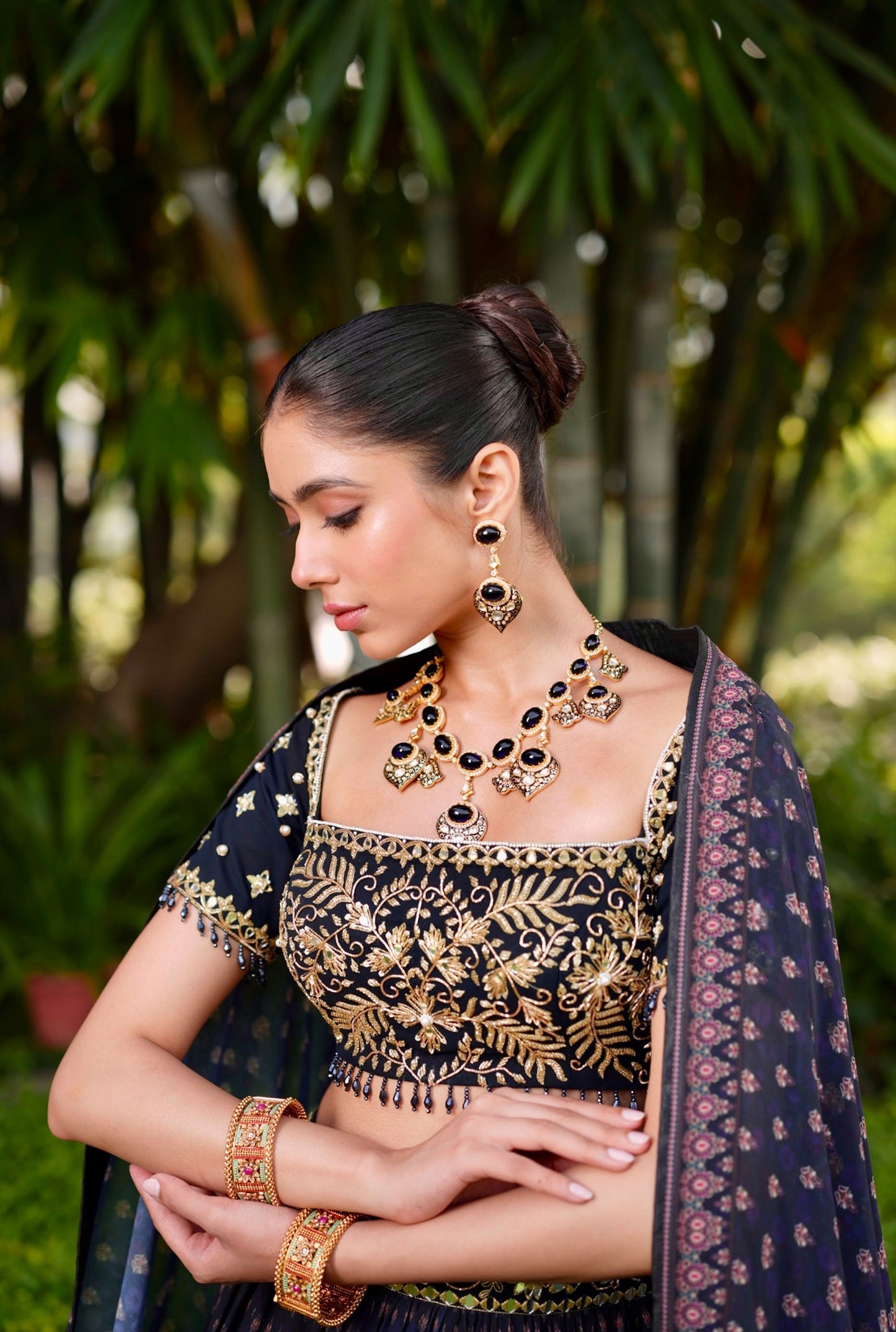 Blue black Jahaan lehenga set