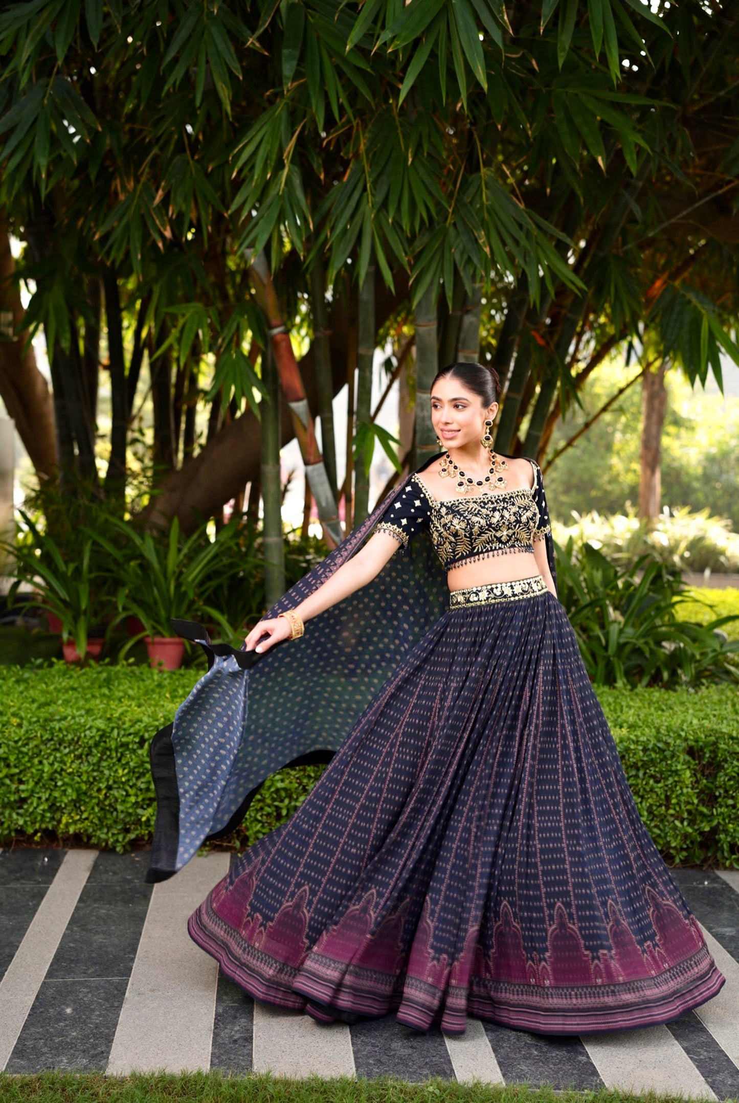 Blue black Jahaan lehenga set