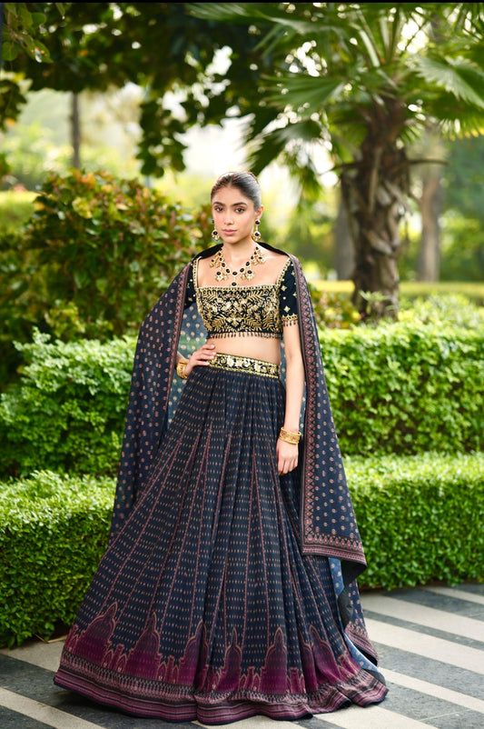 Blue black Jahaan lehenga set