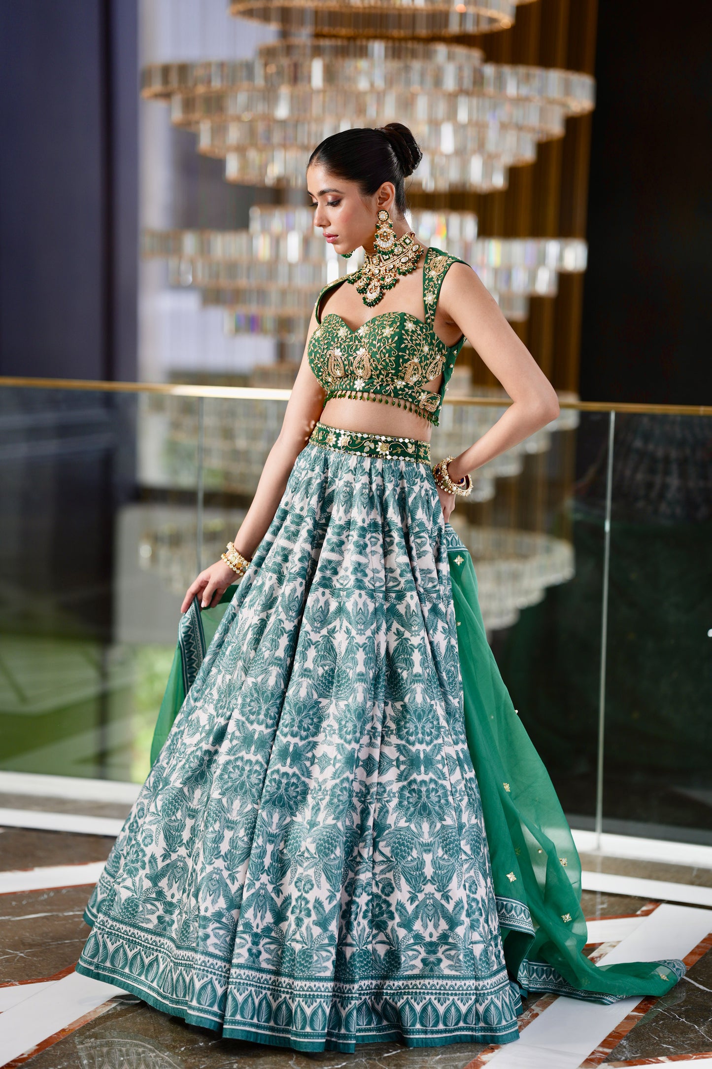 Green Alvira lehenga set