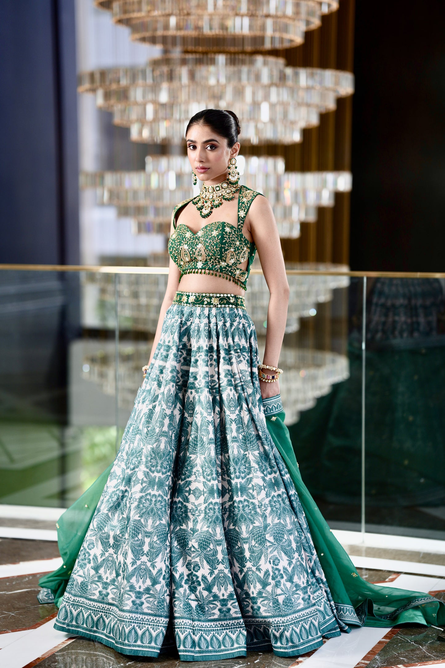 Green Alvira lehenga set