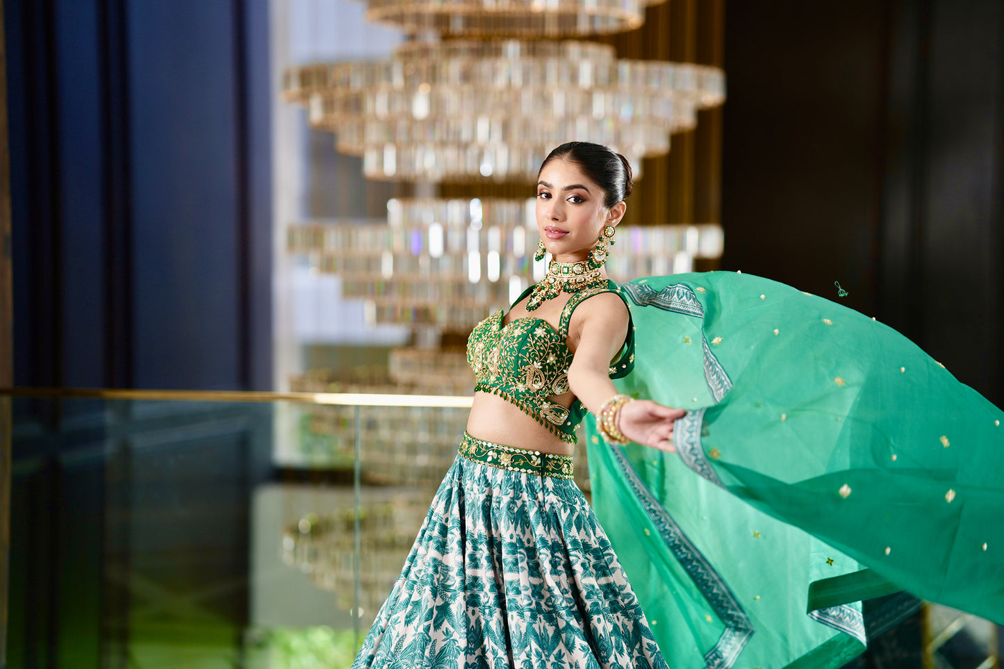 Green Alvira lehenga set