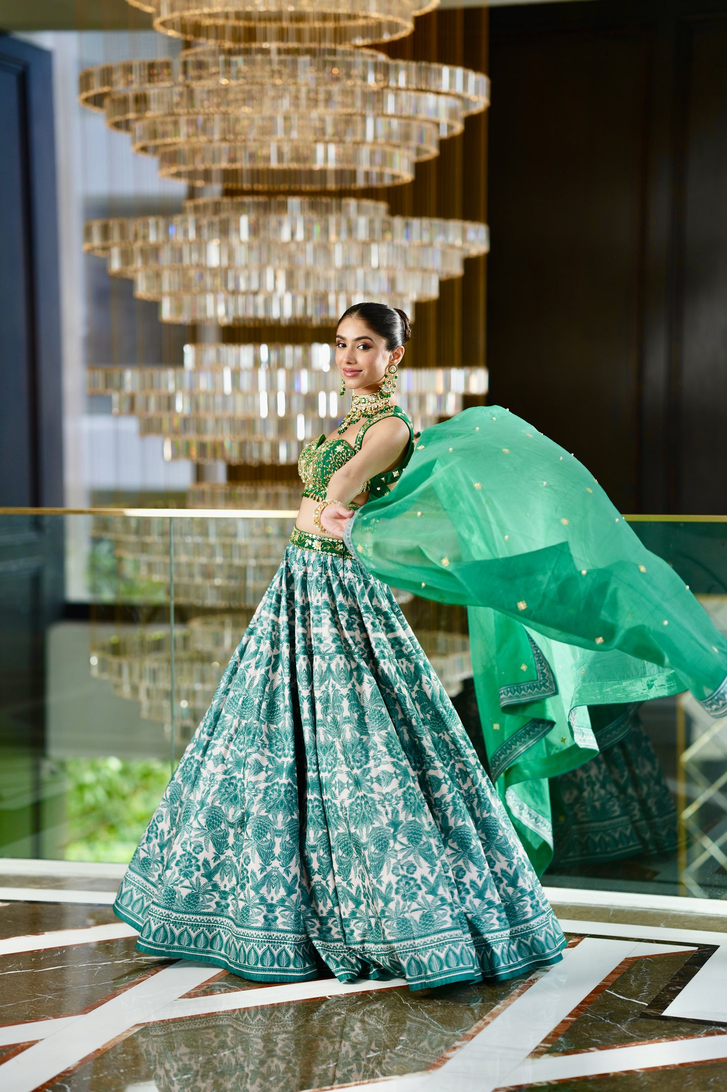 Green Alvira lehenga set