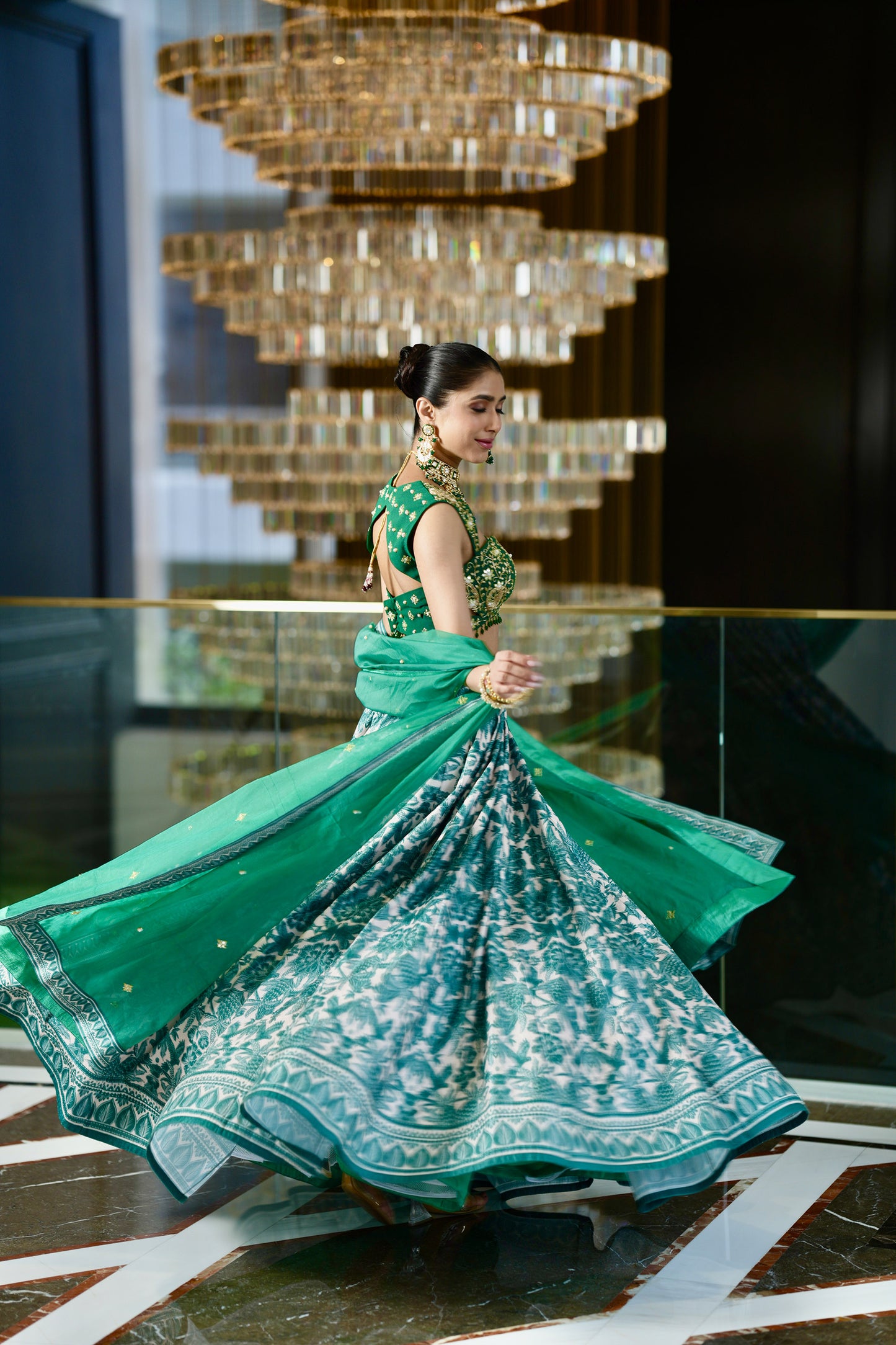 Green Alvira lehenga set