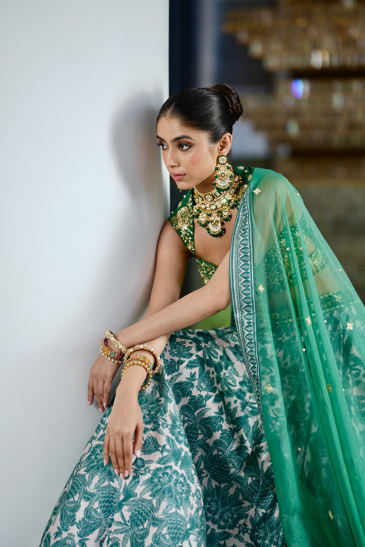 Green Alvira lehenga set