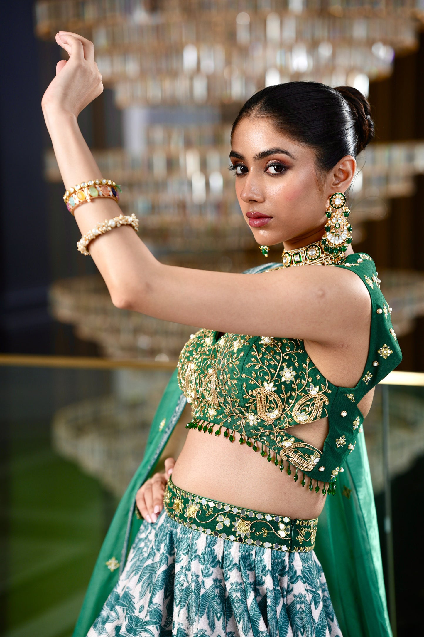 Green Alvira lehenga set