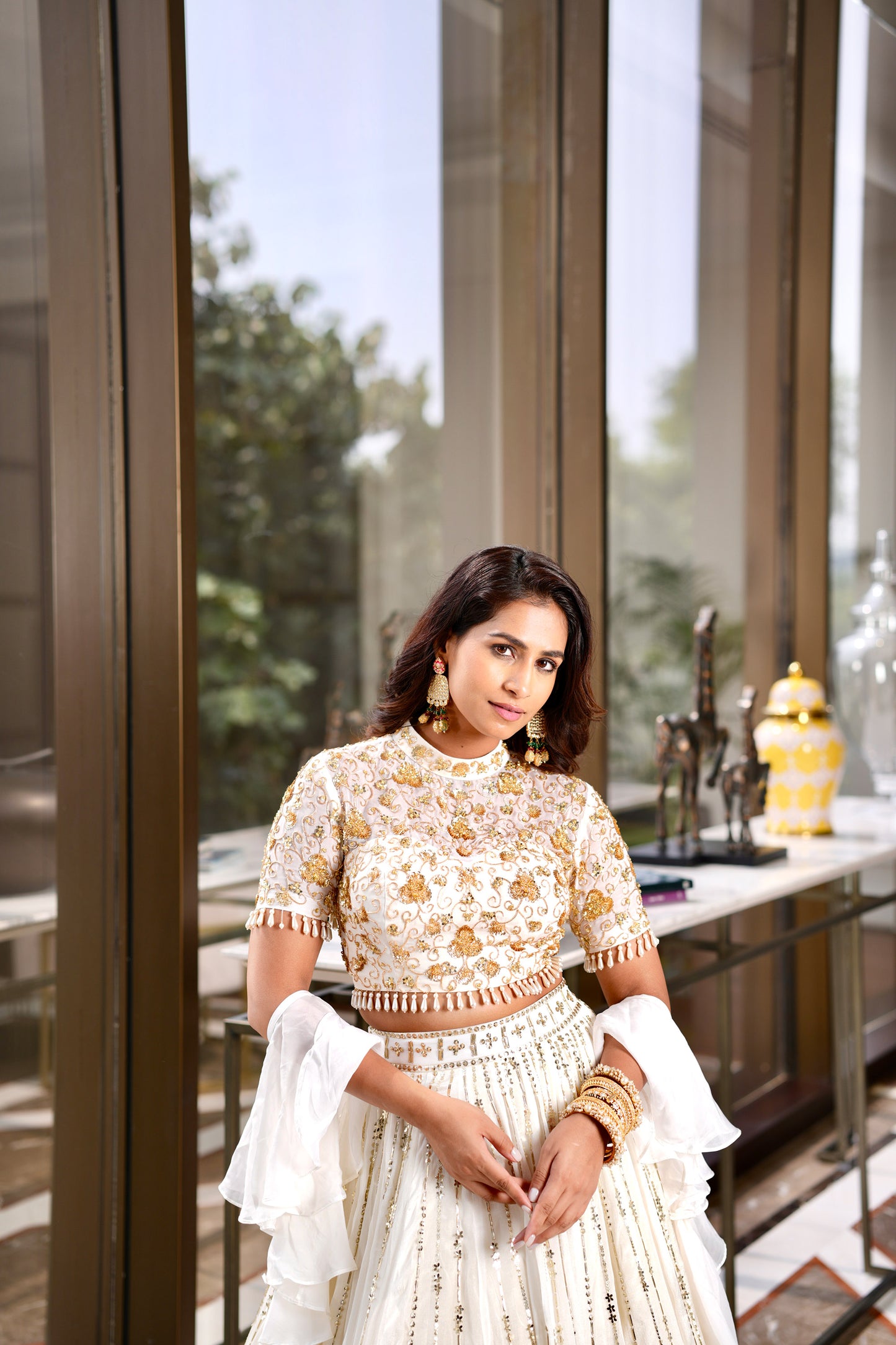 White Umeed white wedding lehenga