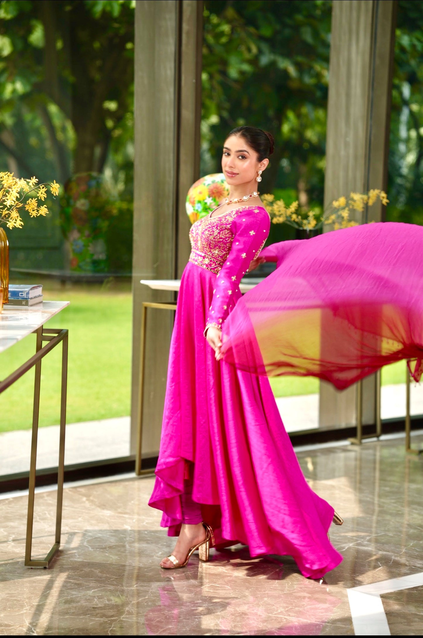 Pink Maahi anarkali set