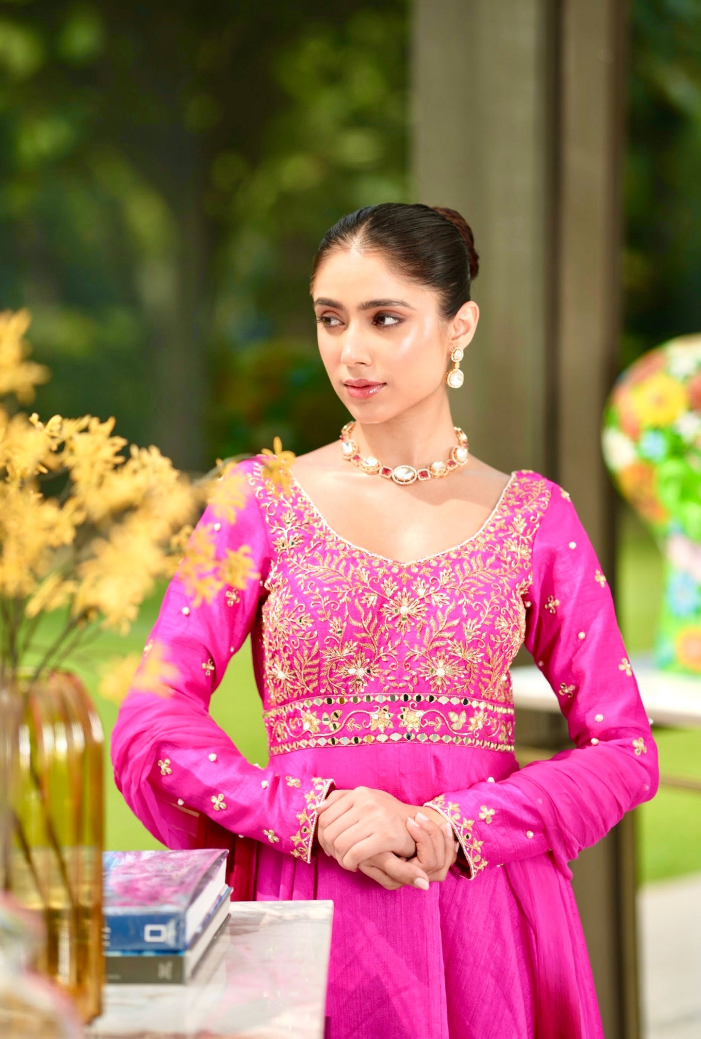 Pink Maahi anarkali set