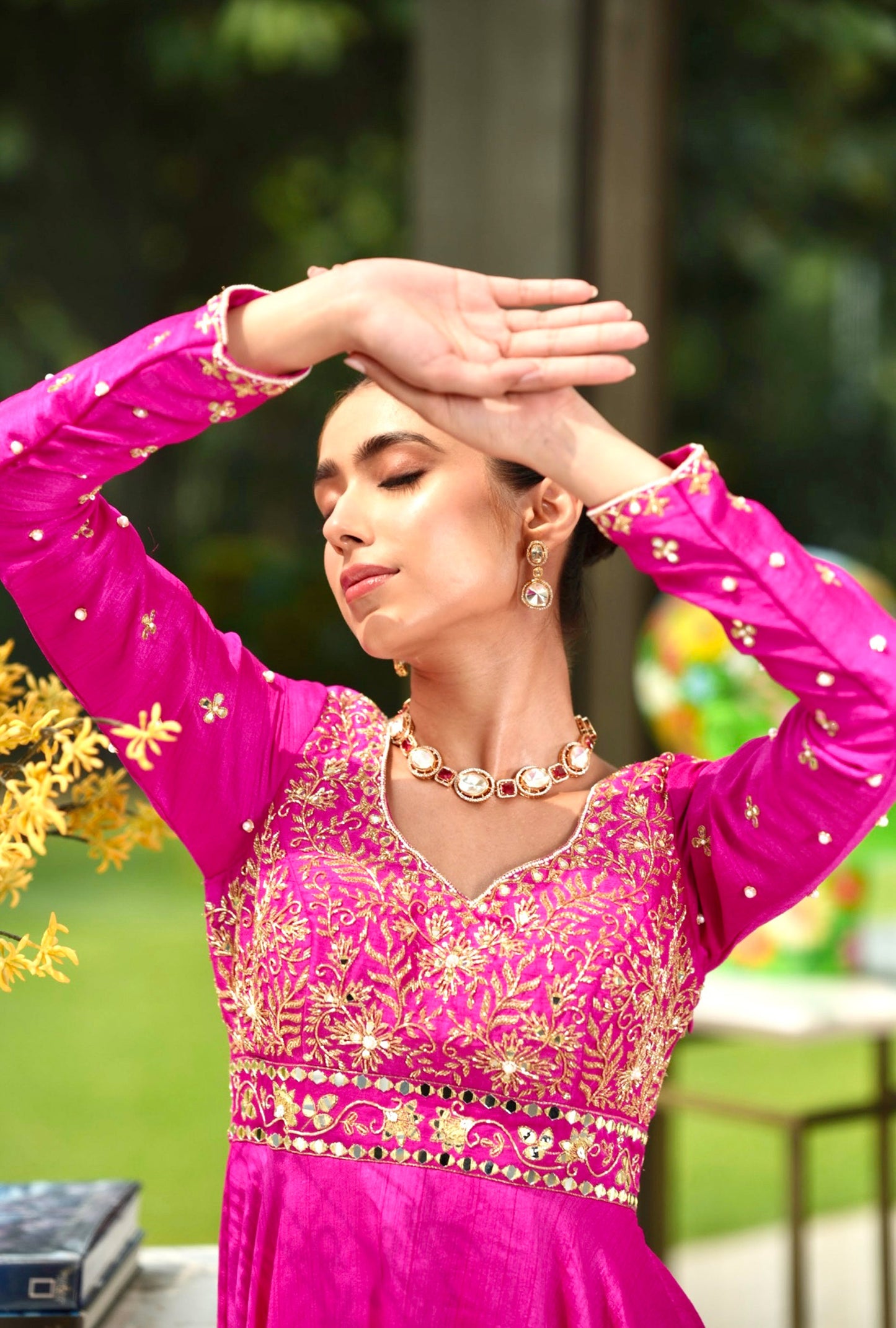 Pink Maahi anarkali set