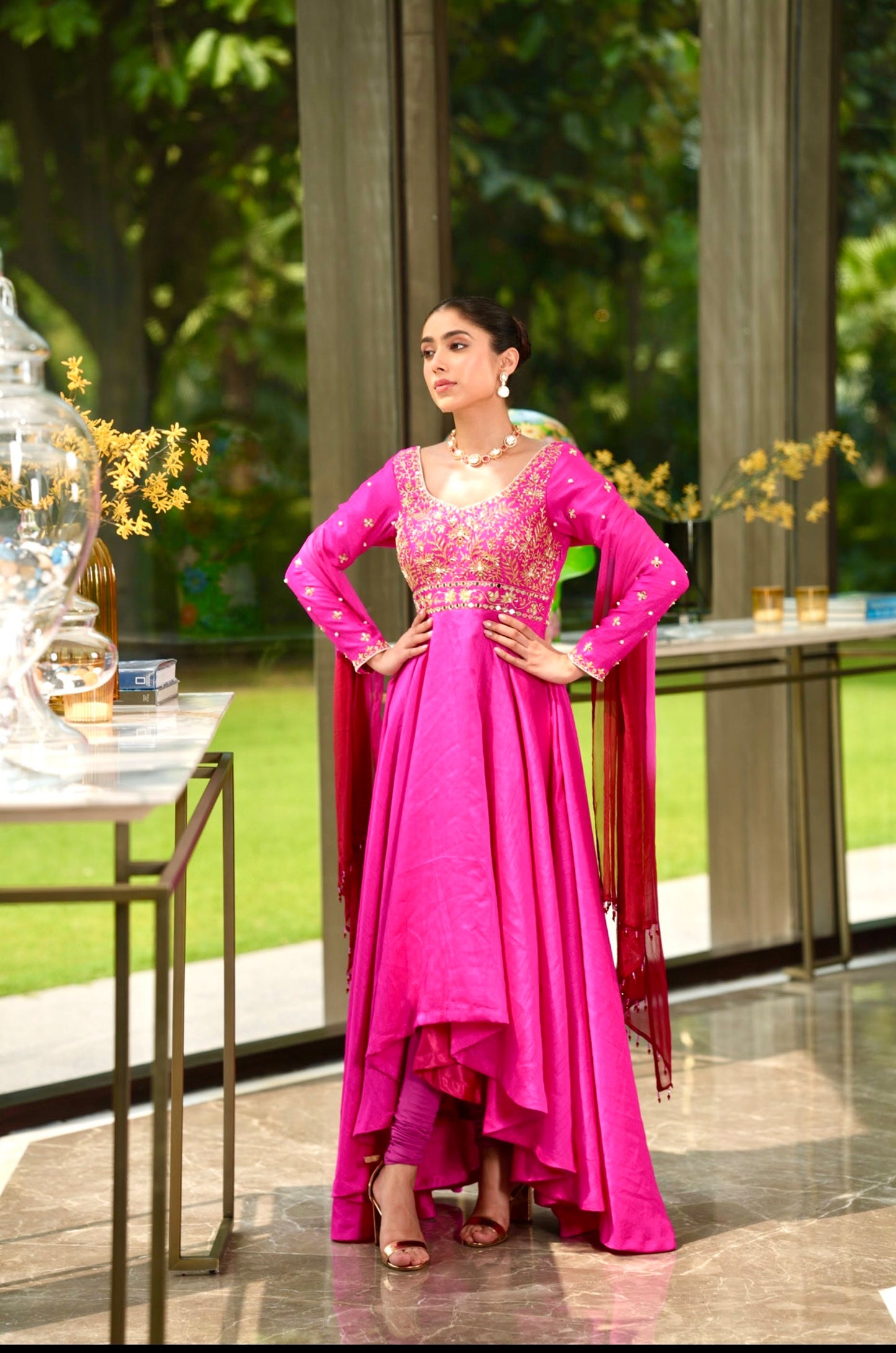 Pink Maahi anarkali set