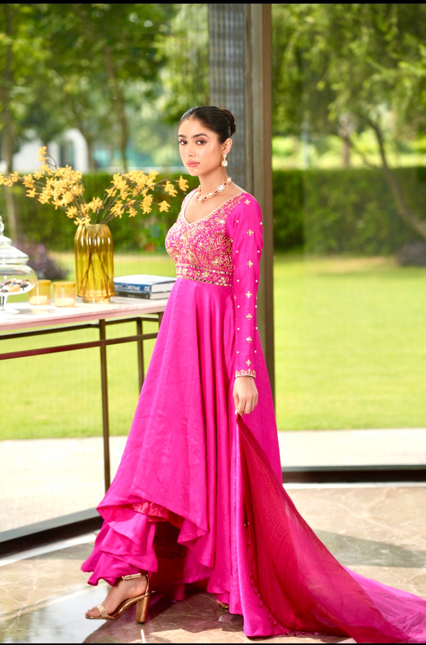 Pink Maahi anarkali set