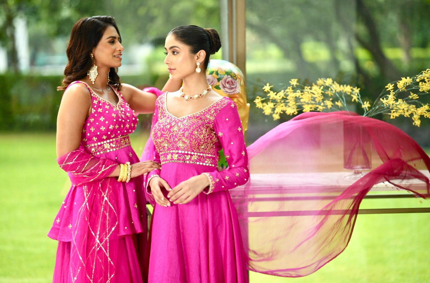 Pink Maahi anarkali set