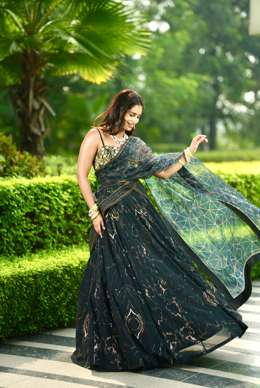 Black Meesha lehenga set
