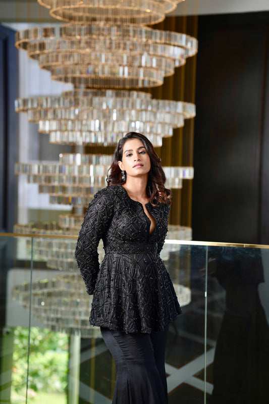 Black Tahira sharara set