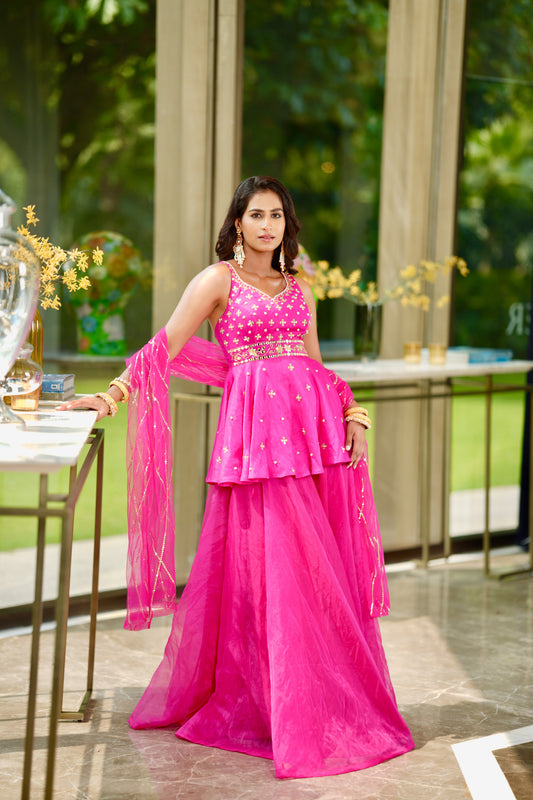 Pink Raya sharara set