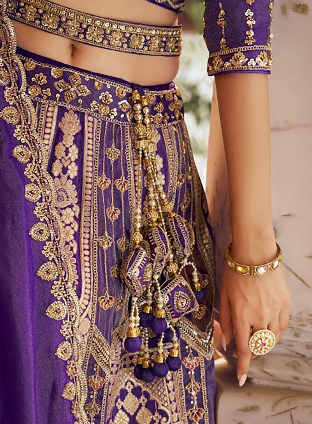 Purple Banarasi Silk Zari Weaving & Swarovski Work Bridal Lehenga